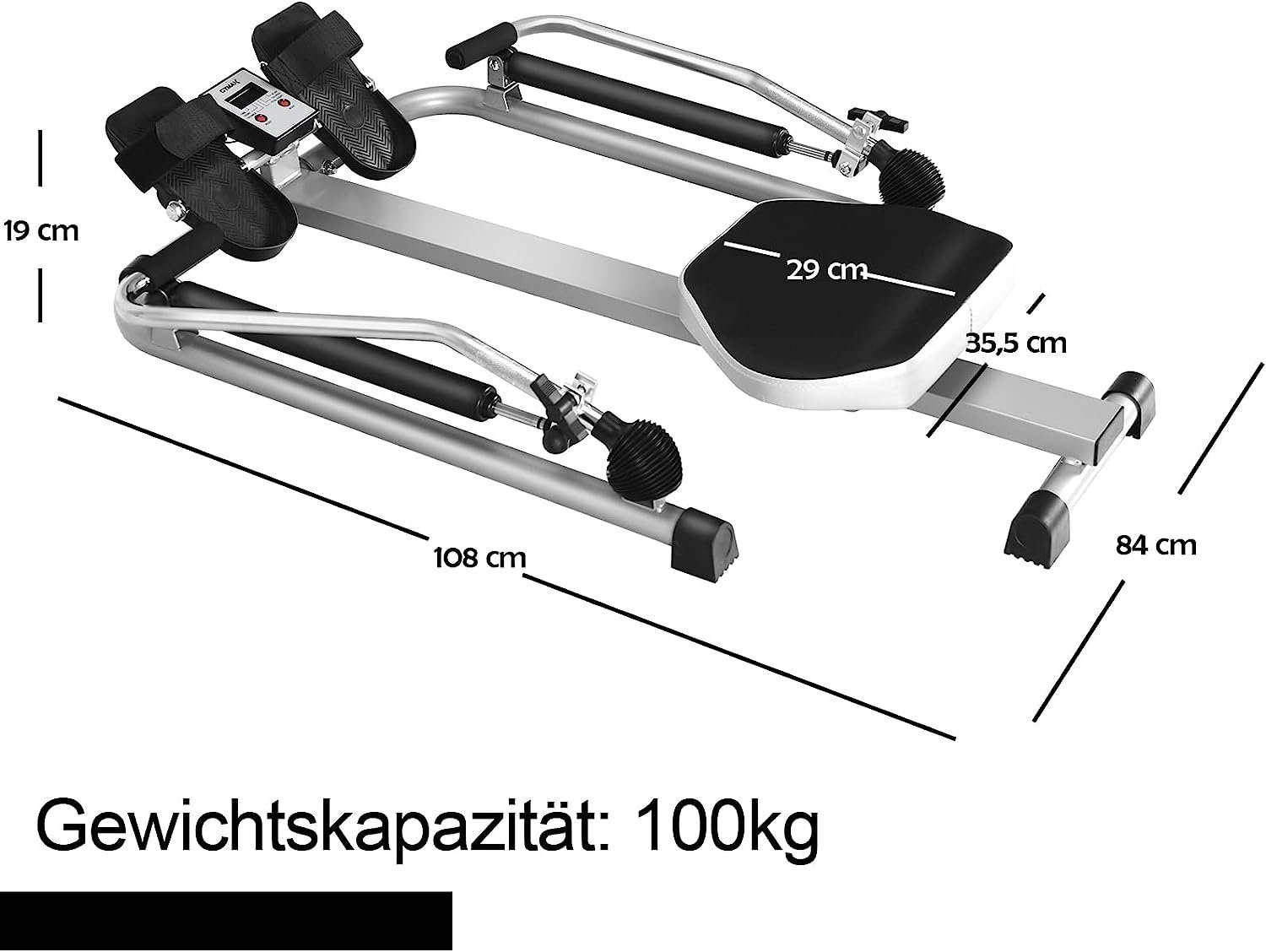 bis Rudergerät, 100kg Ruderzugmaschine zu KOMFOTTEU Fitness