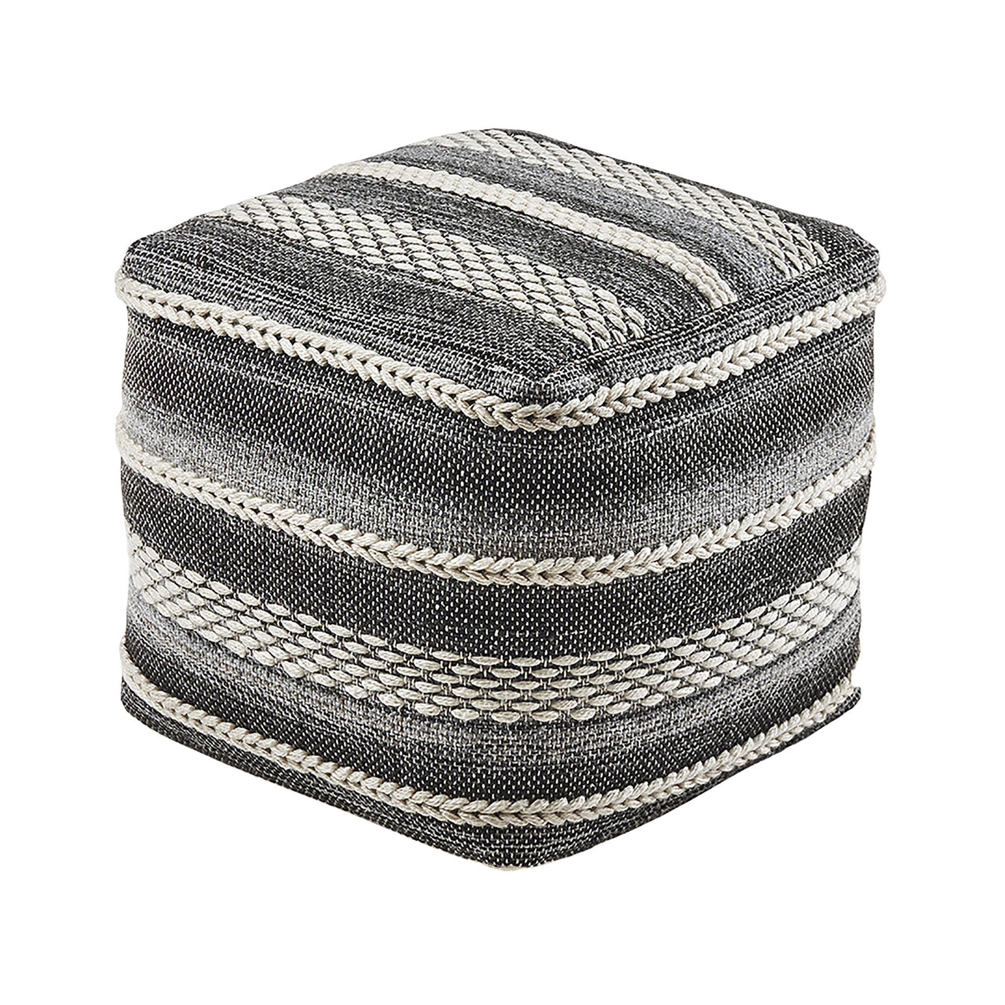 Kobolo Sitzwürfel Sitzpouf Pouf YIN aus Baumwolle mit Muster (1 Stück, Nachhaltig)