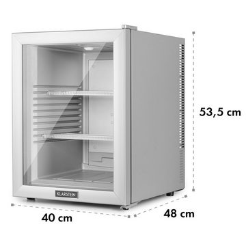 Klarstein Table Top Kühlschrank HEA-Brooklyn-50Slb 10035228A, 53.5 cm hoch, 40 cm breit, Hausbar Minikühlschrank ohne Gefrierfach Getränkekühlschrank Glastür