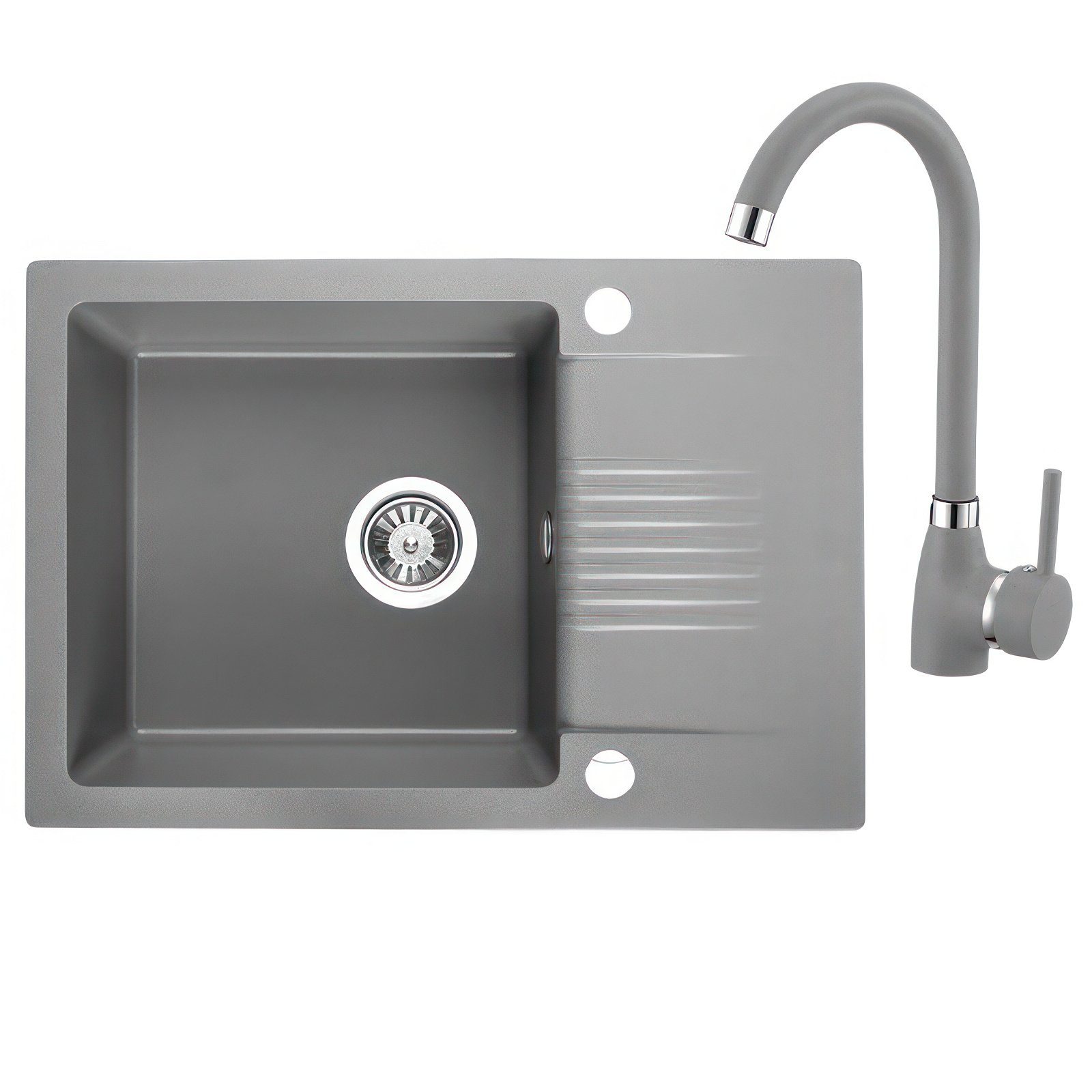 Küchenspüle Celia Set Einzelbecken Granitspüle und Spültischarmatur