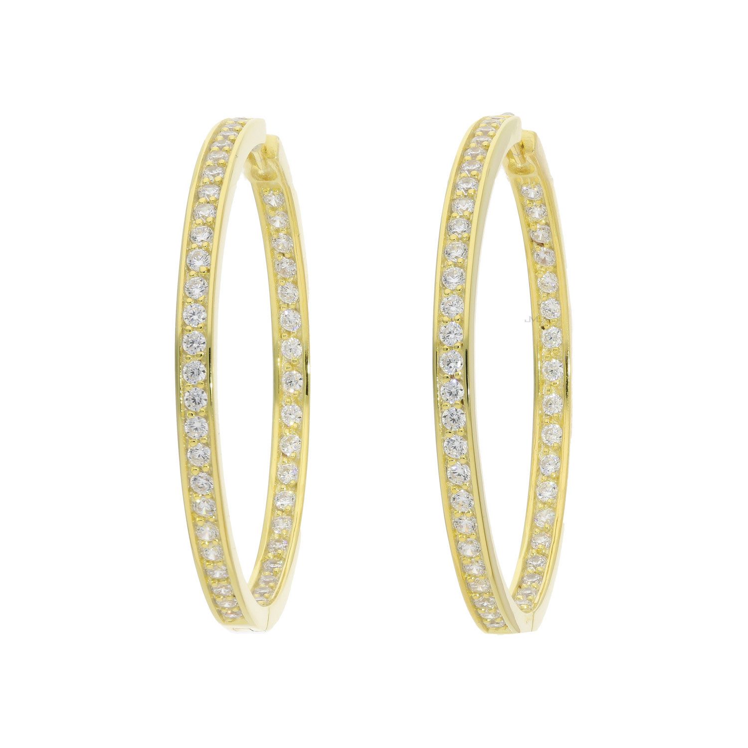 JuwelmaLux Paar Creolen Creolen 925 Silber Gold plattiert Zirkonia JL10-06-3773 JuwelmaLux (kein Set, 2-tlg., inkl. edelm Schmucketui)