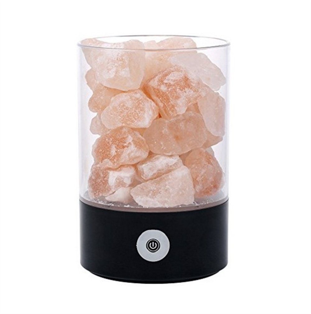 Oneid Salzkristall-Tischlampe Natürliche Salzlampe,USB Salt Range Pakistan Salzkristall Rock Lampe Schwarz
