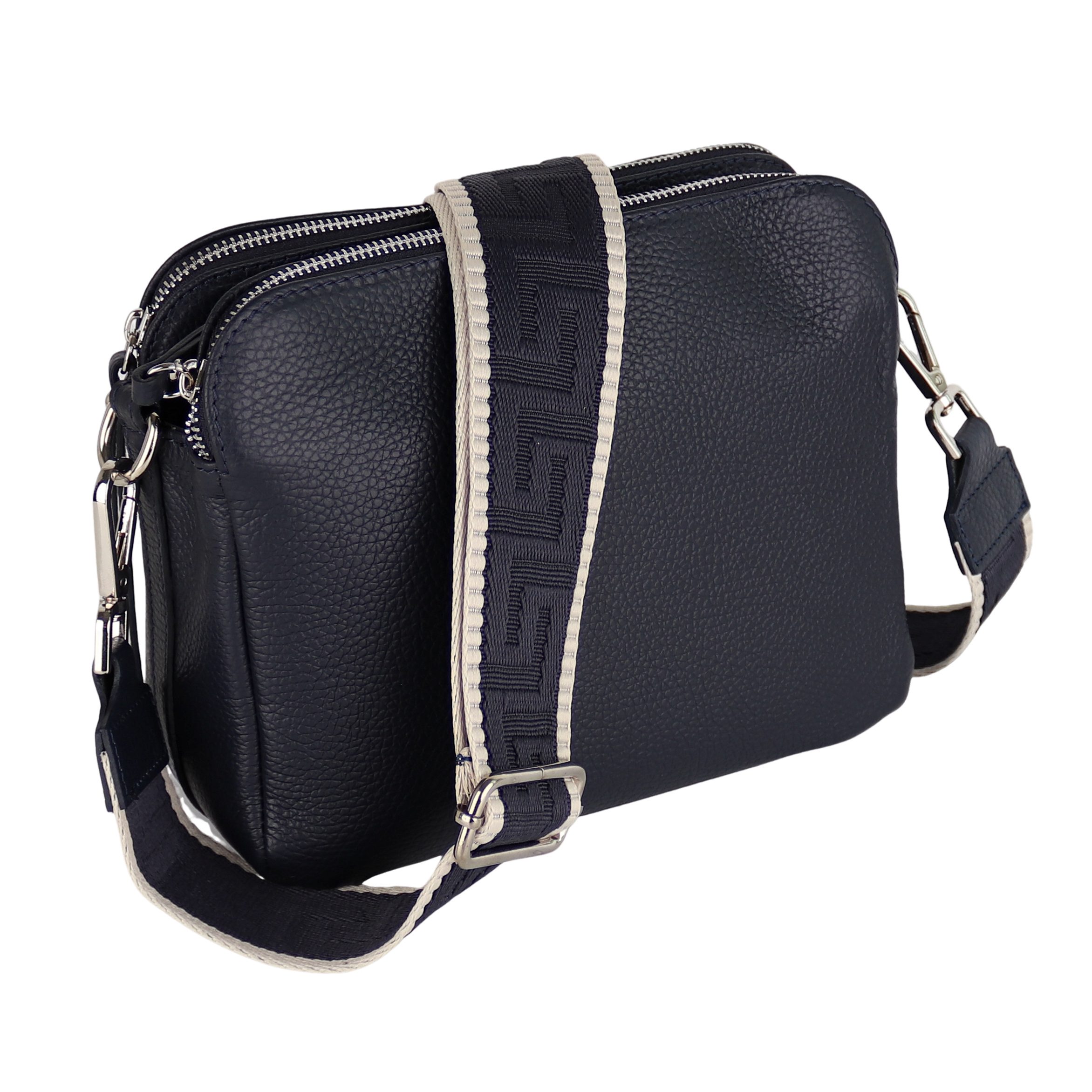 Schultertasche aus Echtleder, hergestellt in Italien, mit 2 Riemen