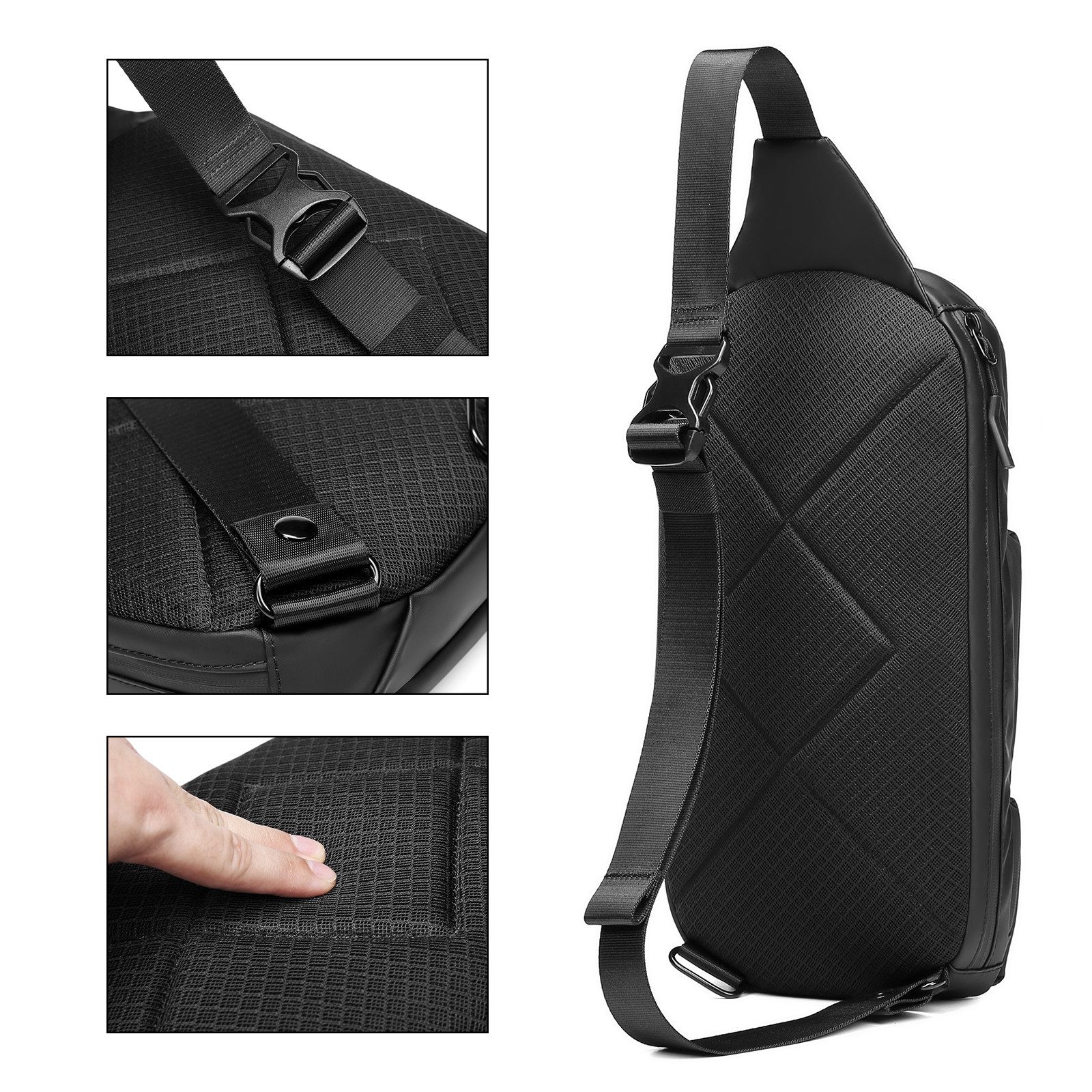 TAN.TOMI Umhängetasche Wasserdichte Sling Crossbody Bag für Damen und Herren, für Reisen, Fitnessstudio, Wandern, Büro, Radfahren