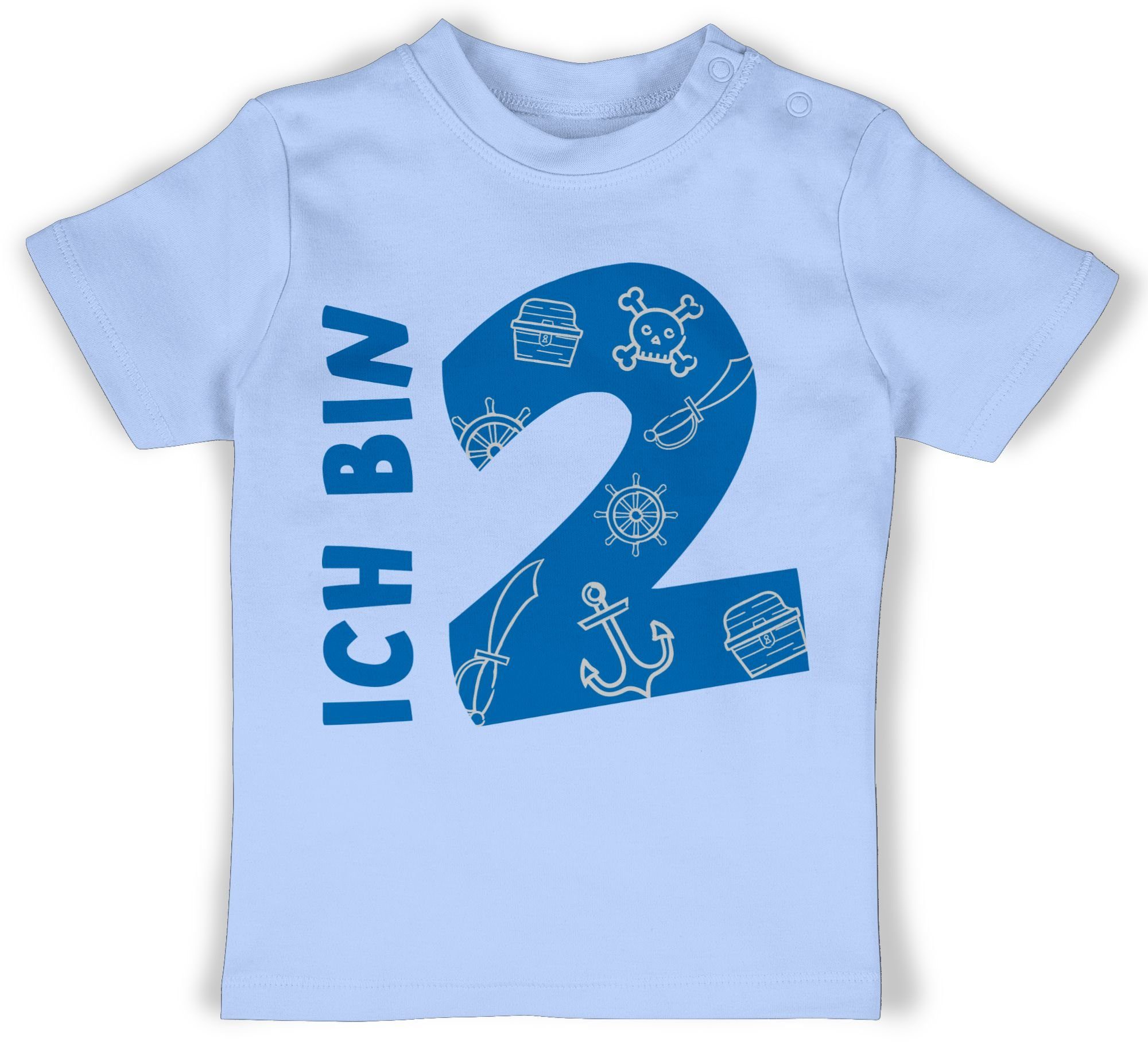 Shirtracer T-Shirt 3 Pirat-Scribble Geburtstag bin Babyblau 2. zwei Ich