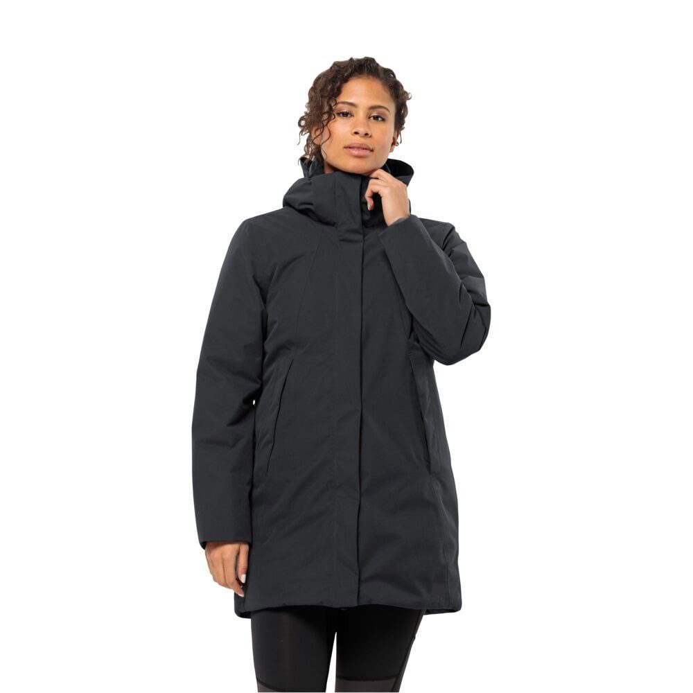 Jack Wolfskin Wintermantel Salier Coat (abnehmbare Kapuze, wasser- und winddicht) phantomgrau