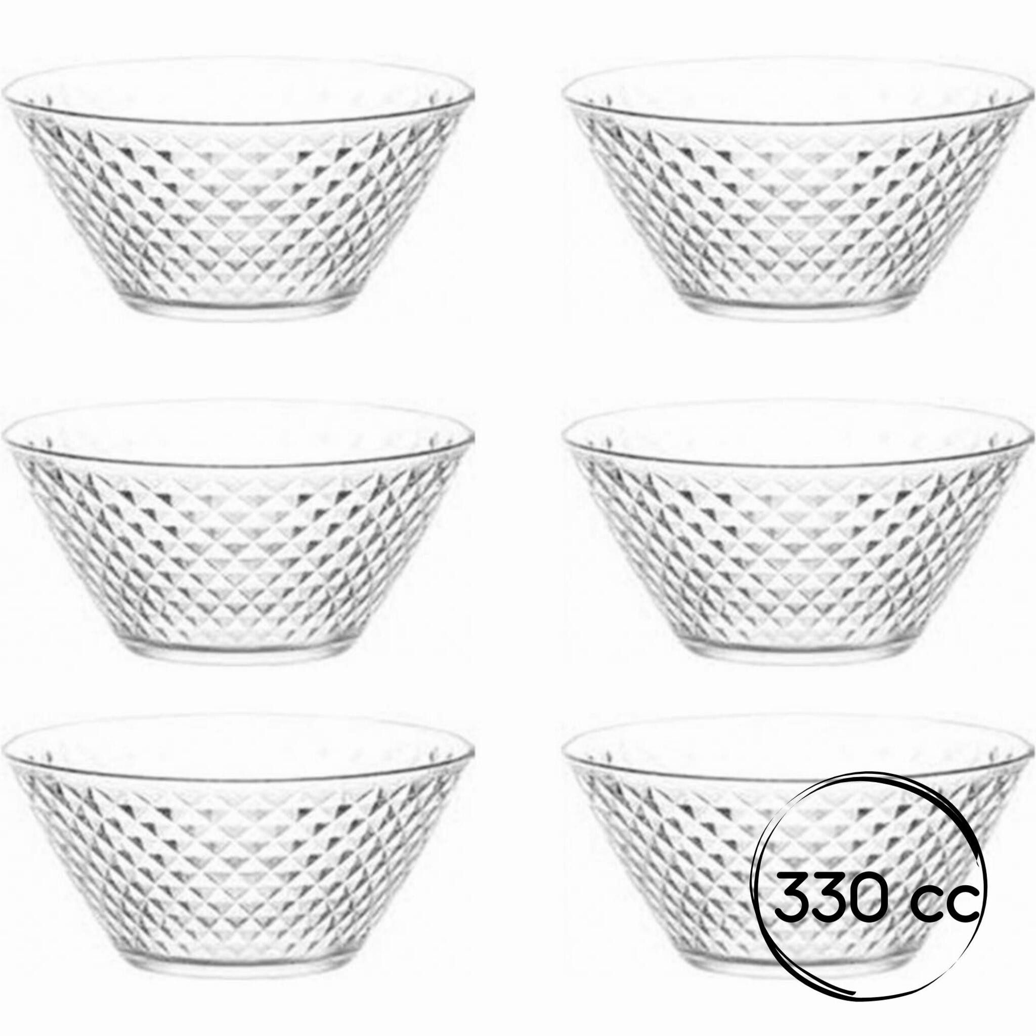 LAV Schale Artemis Glasschalen - 330 ml (11 1/4 oz), 6er Set, Glas, (6er-Set, 6-tlg), ideal für Desserts, Snacks, Dips, Diamantschliff,spülmaschinengeeignet