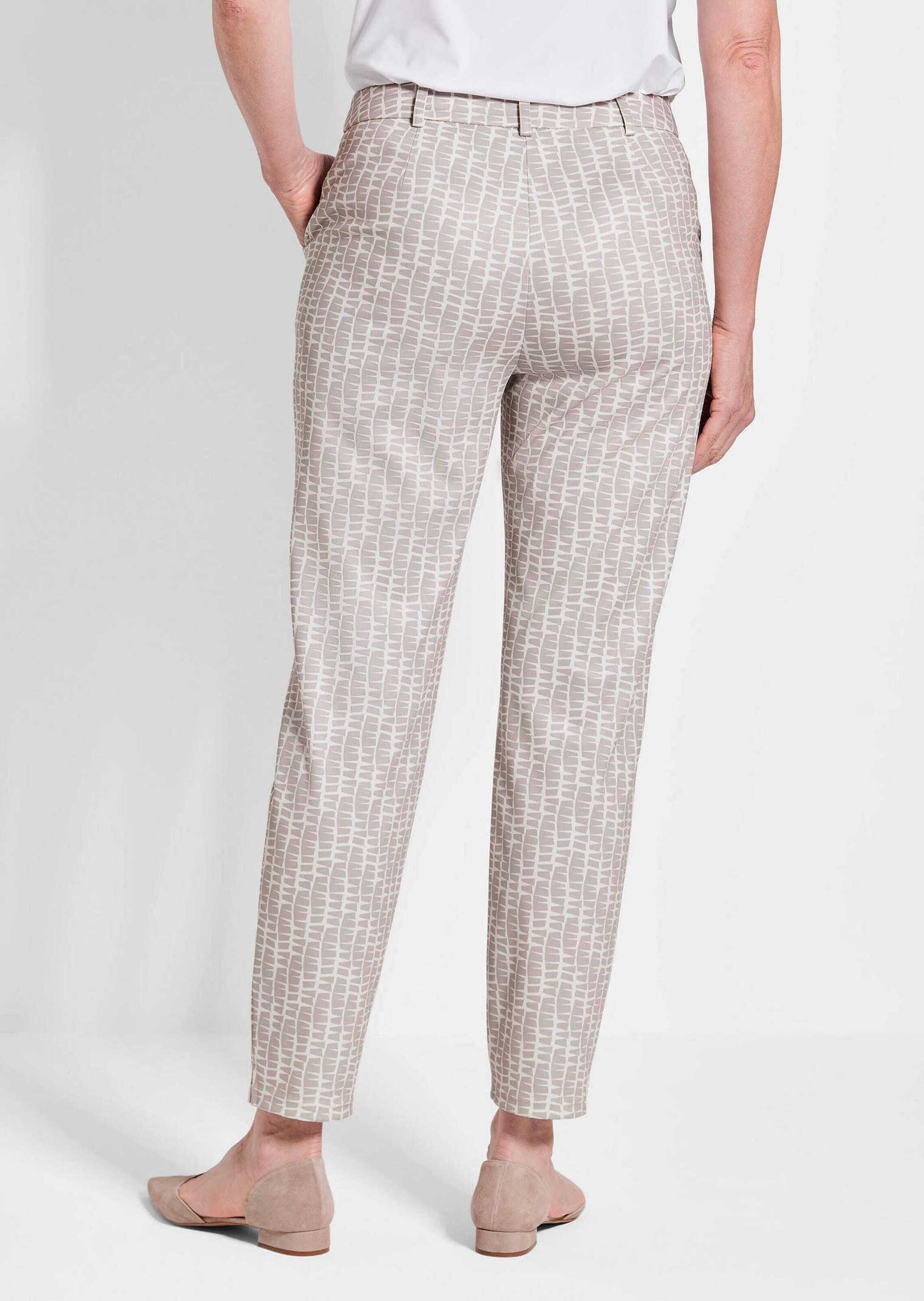 GOLDNER Stoffhose Kurzgröße: Jerseyhose BELLA mit Print Slim Fit Hose mit Formbund, knöchellang, Allover-Print