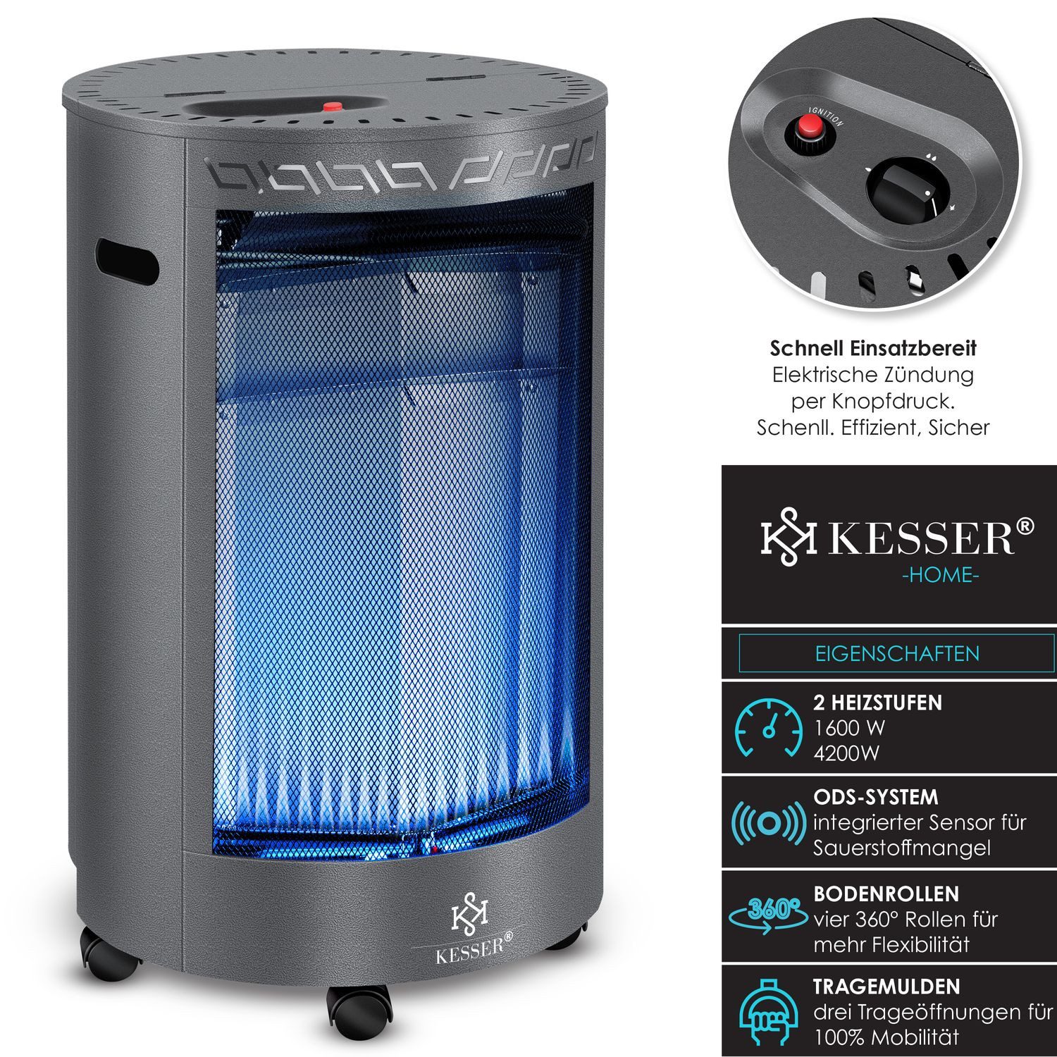 KESSER Heizstrahler, 4200 W, Gasheizer Keramik Gas Heizer 4200 Watt Heizstr günstig online kaufen