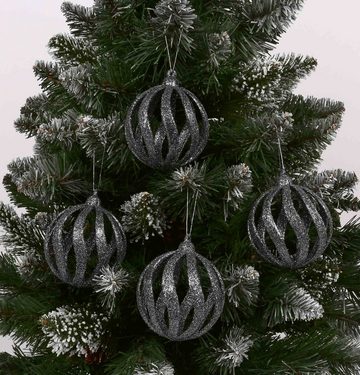 Sarcia.eu Weihnachtsbaumkugel Anthrazit durchbrochene Christbaumkugeln Set 8cm, 6Stück 1Pack
