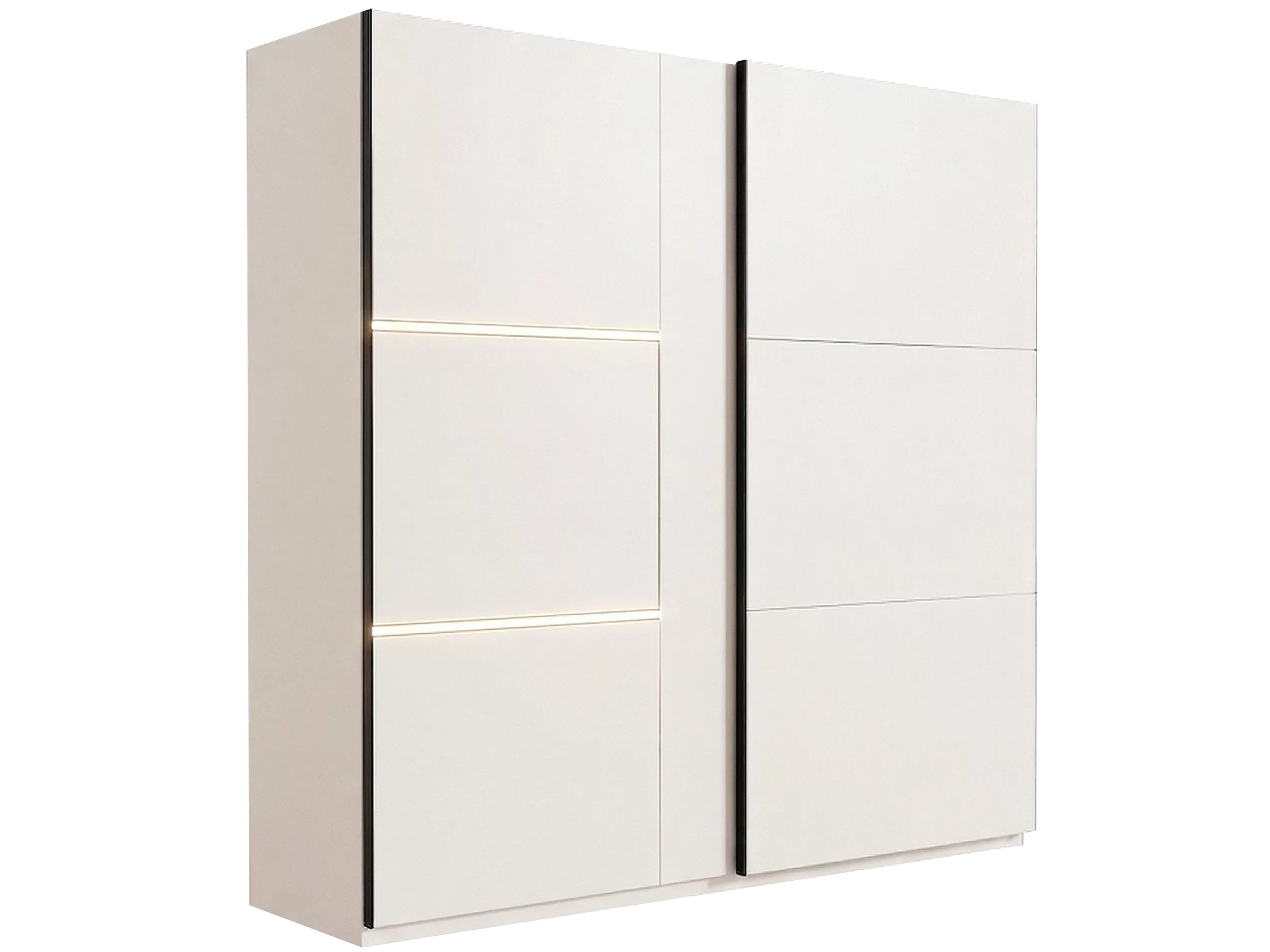 Beautysofa Kleiderschrank TRAVIS in Kaschmir mit LED-Beleuchtung (moderner Schlafzimmerschrank, Kleiderschrank mit 2 Schiebetüren, Kleiderstangen, Einlegeböden) Breite: 200 oder 250 cm