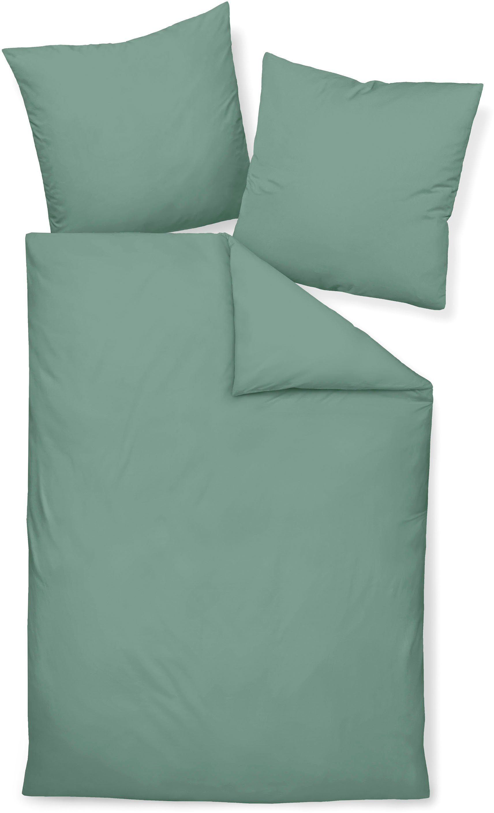Janine Bettwäsche Colors Mako-Satin 100% Baumwolle, Mako-Satin, 2 teilig, feinfädige uni Bettwäsche für alle Jahreszeiten, Markenreißverschluss – Bild 2 von 4