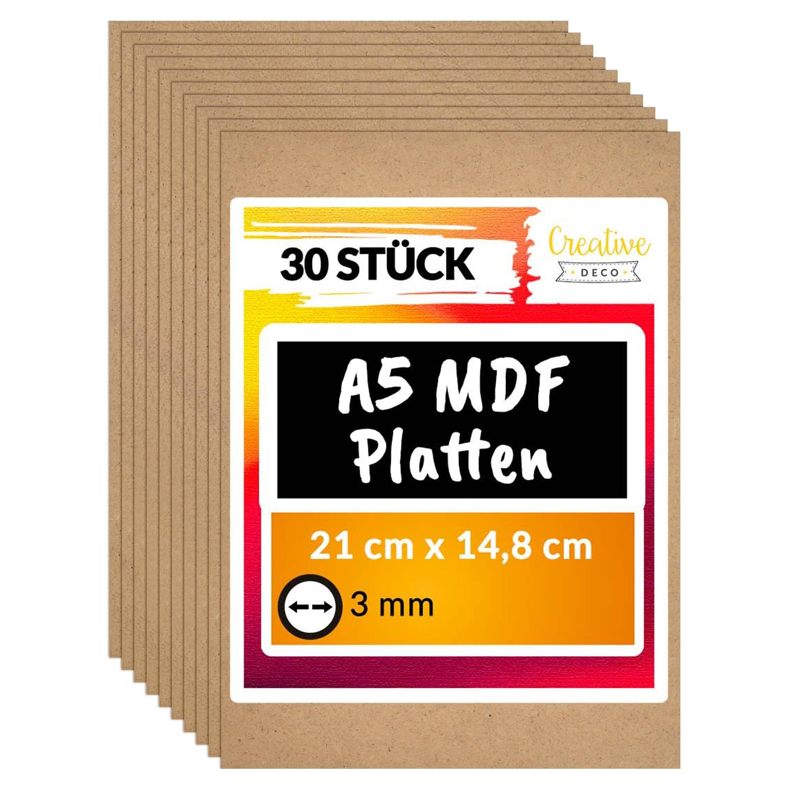 Creative Deco Bastelnaturmaterial A5 MDF Platten 148 x 210 x 3 mm Dünne Holzplatten, (30-tlg)