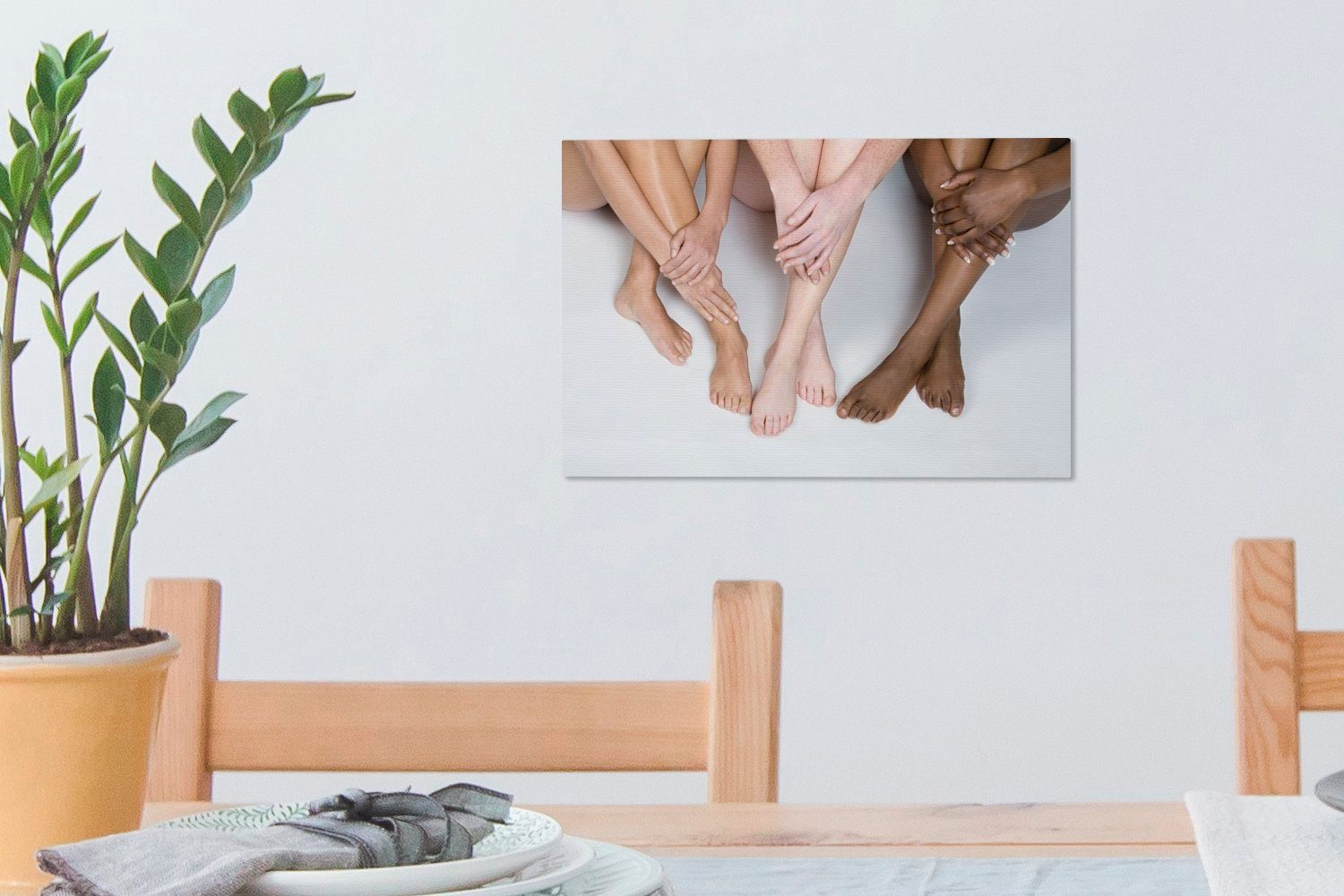 Füße Frauen, St), (1 drei Leinwandbilder, von Wanddeko, Aufhängefertig, 30x20 OneMillionCanvasses® Wandbild Leinwandbild jungen cm