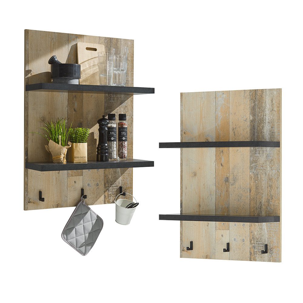 Lomadox Küchenzeile SHELTON-61, Küchen Set in Old Style hell anthrazit im Industrial Design