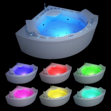 TroniTechnik Whirlpool-Badewanne ANDROS, 160 cm x 160 cm, Whirlpoolpumpe, 1-2 Personen, (inkl. Zubehör, vormontierte Badewanne mit Unterwasser LED), Premium Whirlpoolpumpe, Unterwasser LED, Massagedüsen