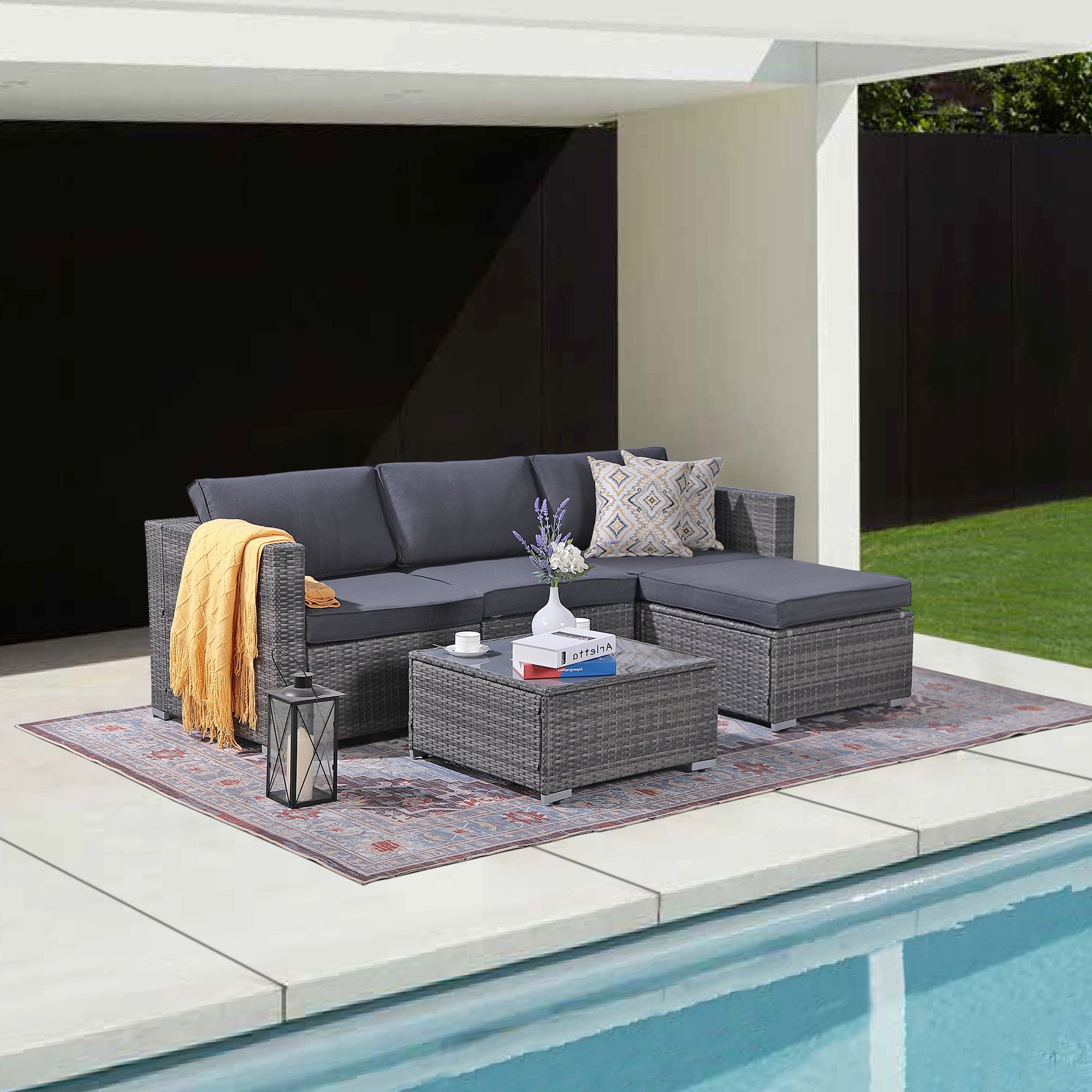 JOIVI Gartensofa Gartenlounge Set, 5-TLG Sitzgruppe, günstig online kaufen