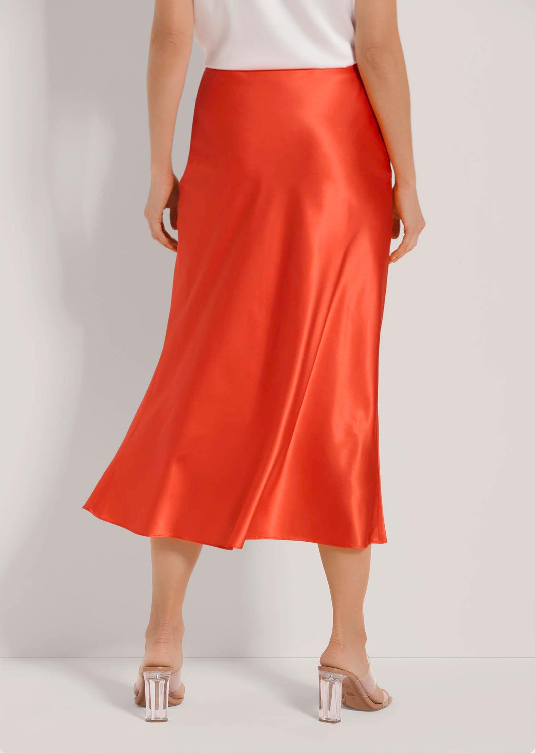 MADELEINE Maxirock Midi Satinrock für elegante Anlässe Zart schimmernder Rock mit seitlichem Reißverschluss, gefüttert