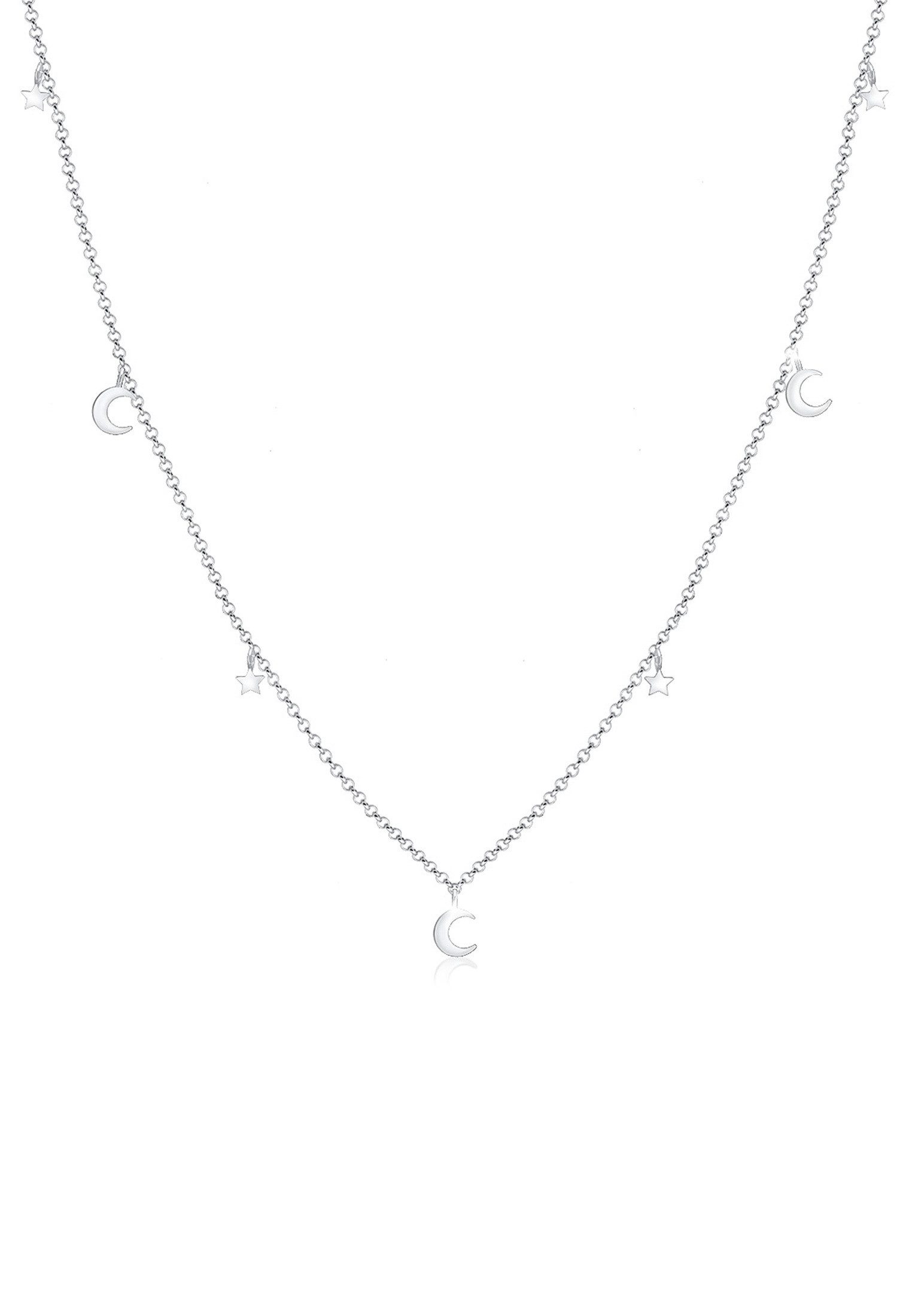 Kette mit Anhänger Sterne und Halbmond Astro Anhänger 925 Silber