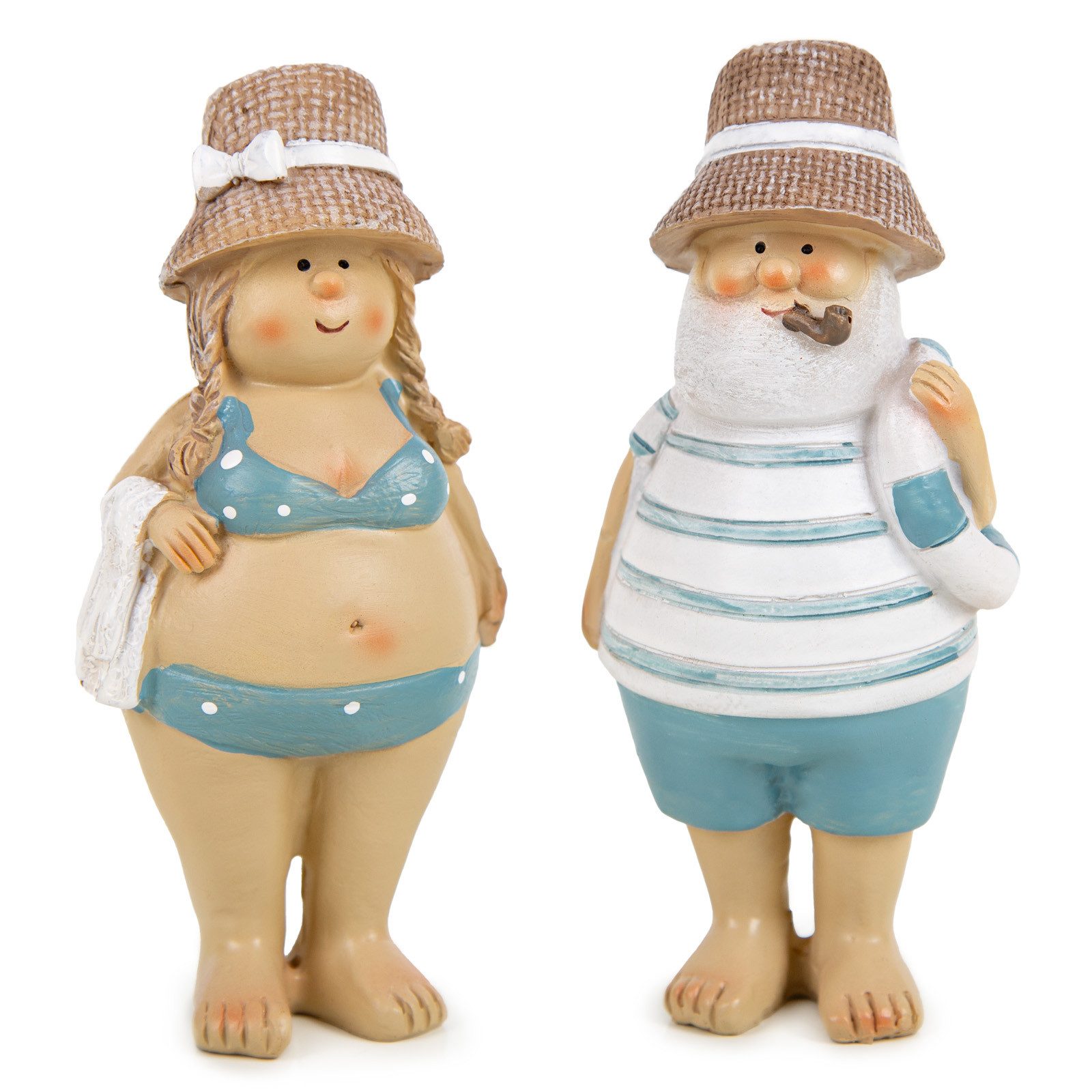 Dekofigur Urlauber Figuren Set - 2 Badeurlauber Mann & Frau