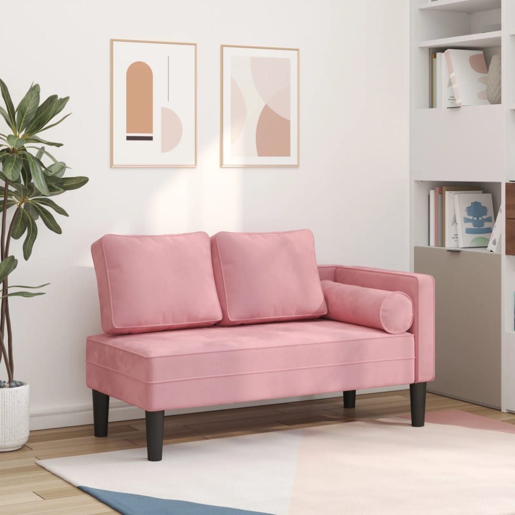 vidaXL Chaiselongue, Chaiselongue mit Kissen Rosa Samt