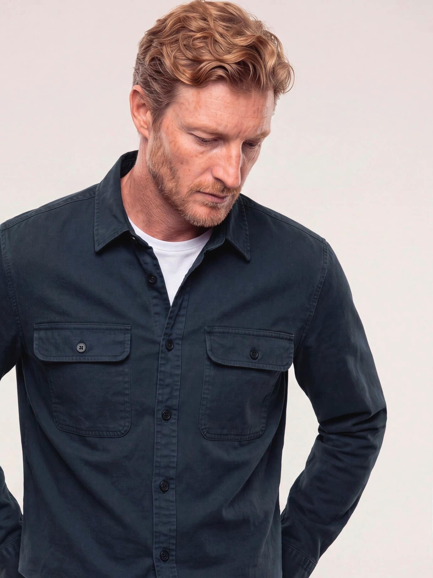 Walbusch Hemdjacke Herren überfärbte Hemd-Jacke Regular fit Kentkragen Langarm, Kentkragen, klassisch