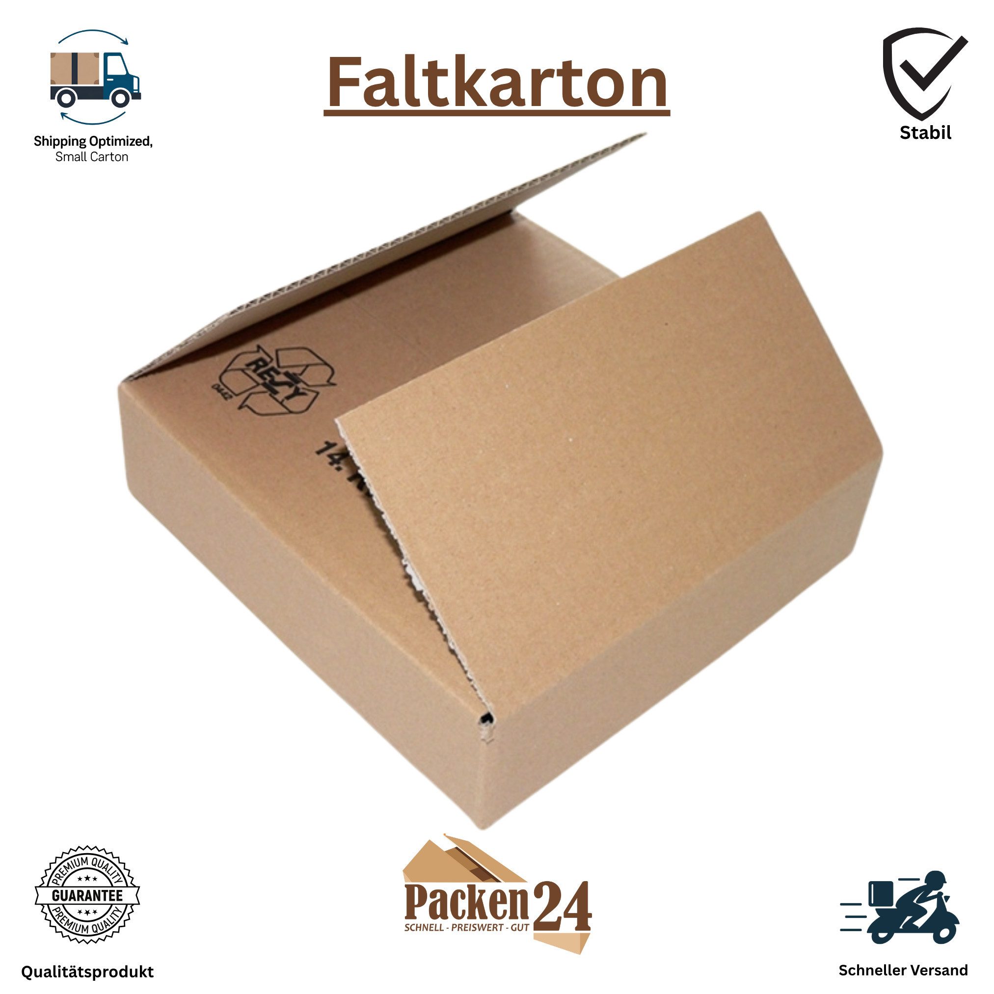 Packen24 GmbH Karton Faltkarton 240 x 240 x 60 mm Versandkarton einwellig