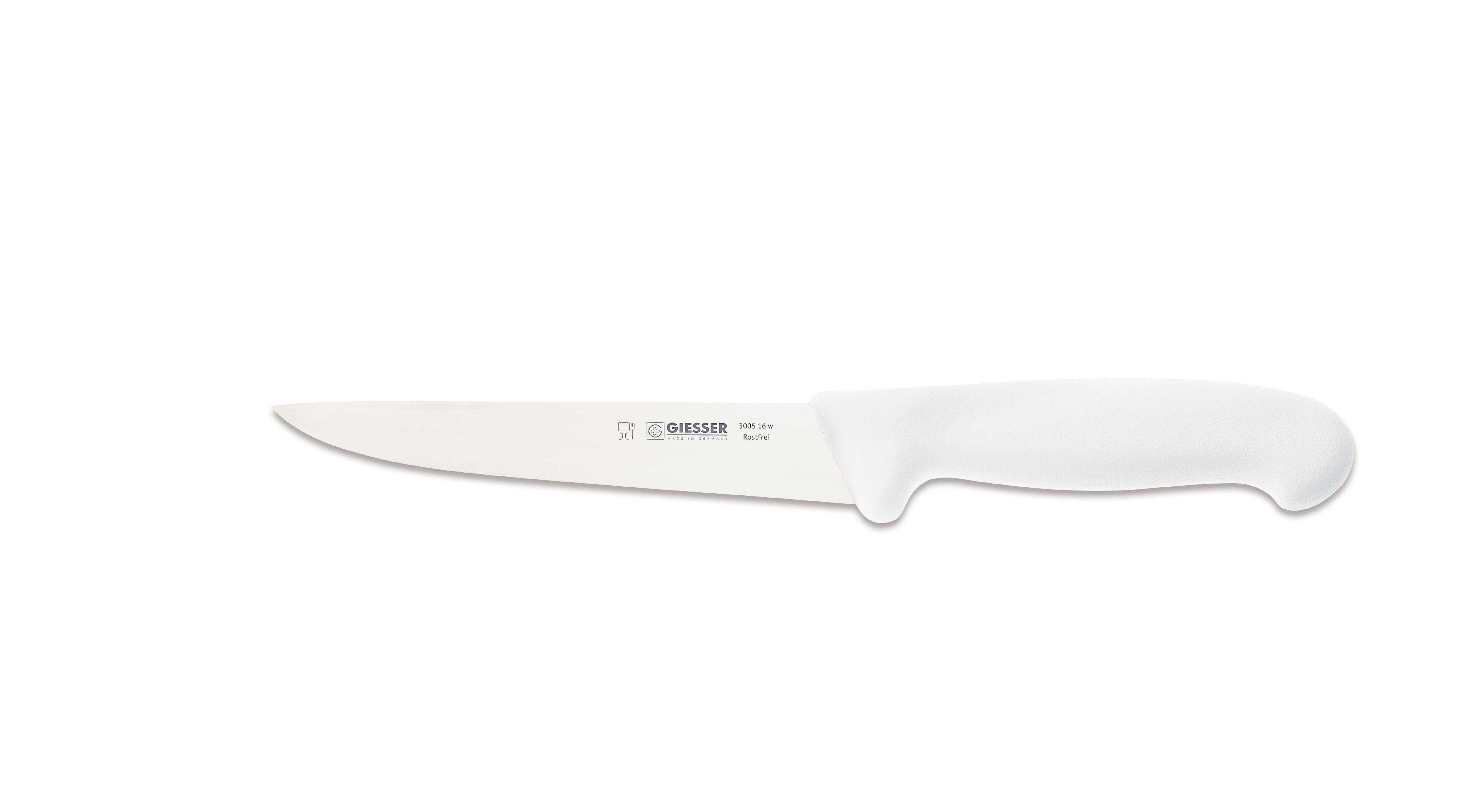 Giesser Messer Ausbeinmesser Stechmesser 3005 13-30, starke, gerade Klinge, Ideal für Fleischer Weiß