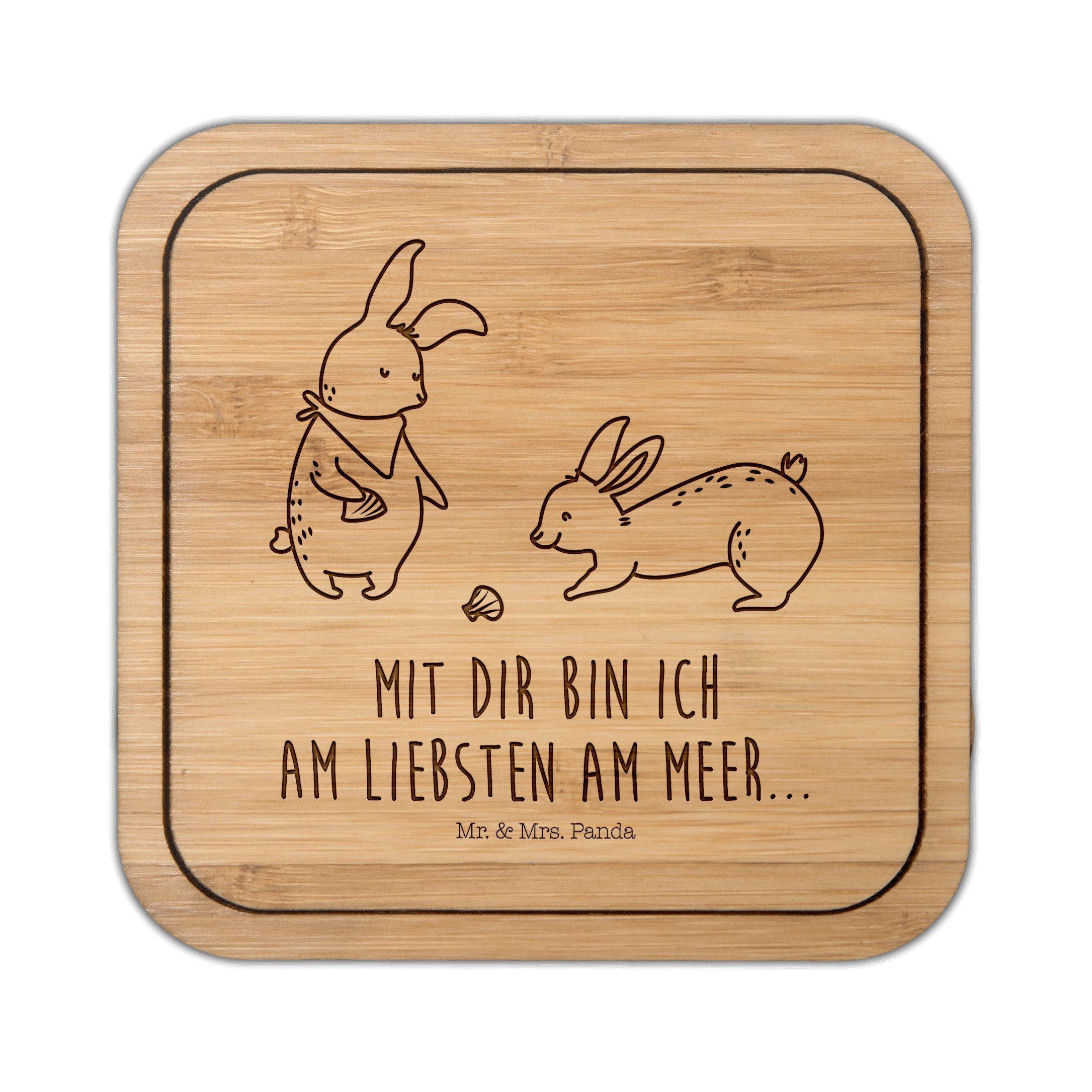 Mr. & Mrs. Panda Getränkeuntersetzer Hasen Muschel - Transparent - Geschenk, beste Freundin, BFF, Bierdeck, 1-tlg.