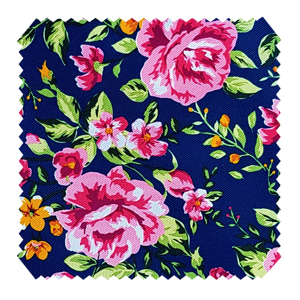 Stoff OXFORD 210D D14 Rosen Dunkelblau Printstoff Outdoor