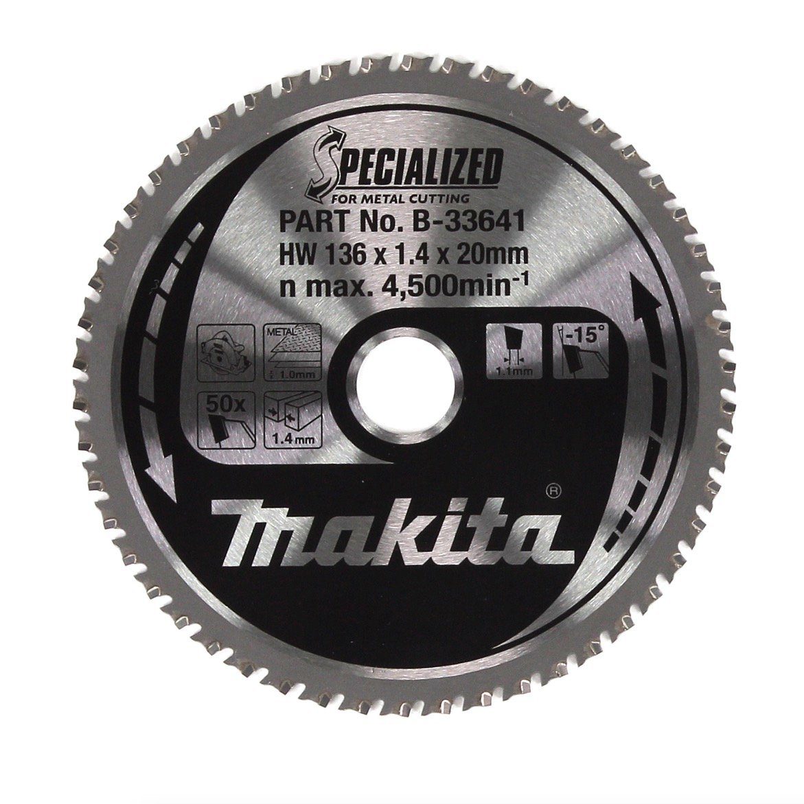 Makita Kreissägeblatt (B- 1,4 50 x SPECIALIZED Zähne x mm Kreissägeblatt Metall 20 für 136