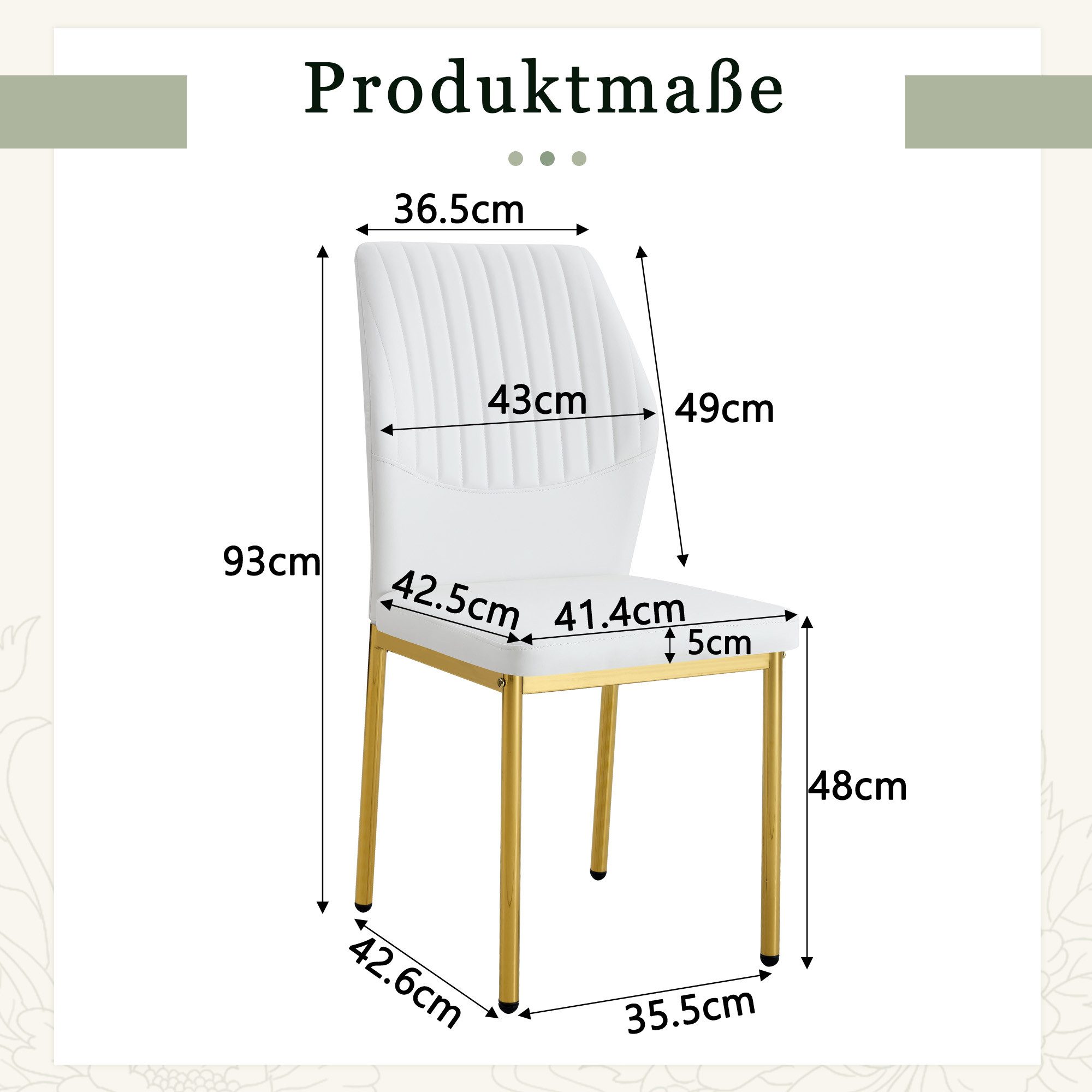 JUFU Esszimmerstuhl 4er Set leichter Esszimmerstühle PU-Polsterung + Metallbeine (4 St) – Bild 2 von 5