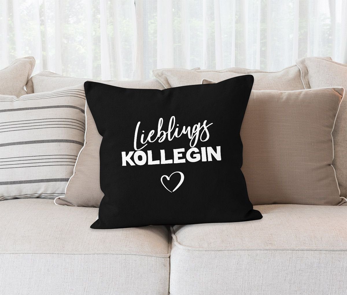 MoonWorks® Lieblings-Kollegin Geschenk Deko-Kissen Kissen-Hülle Dekokissen schwarz MoonWorks Kissen-Bezug