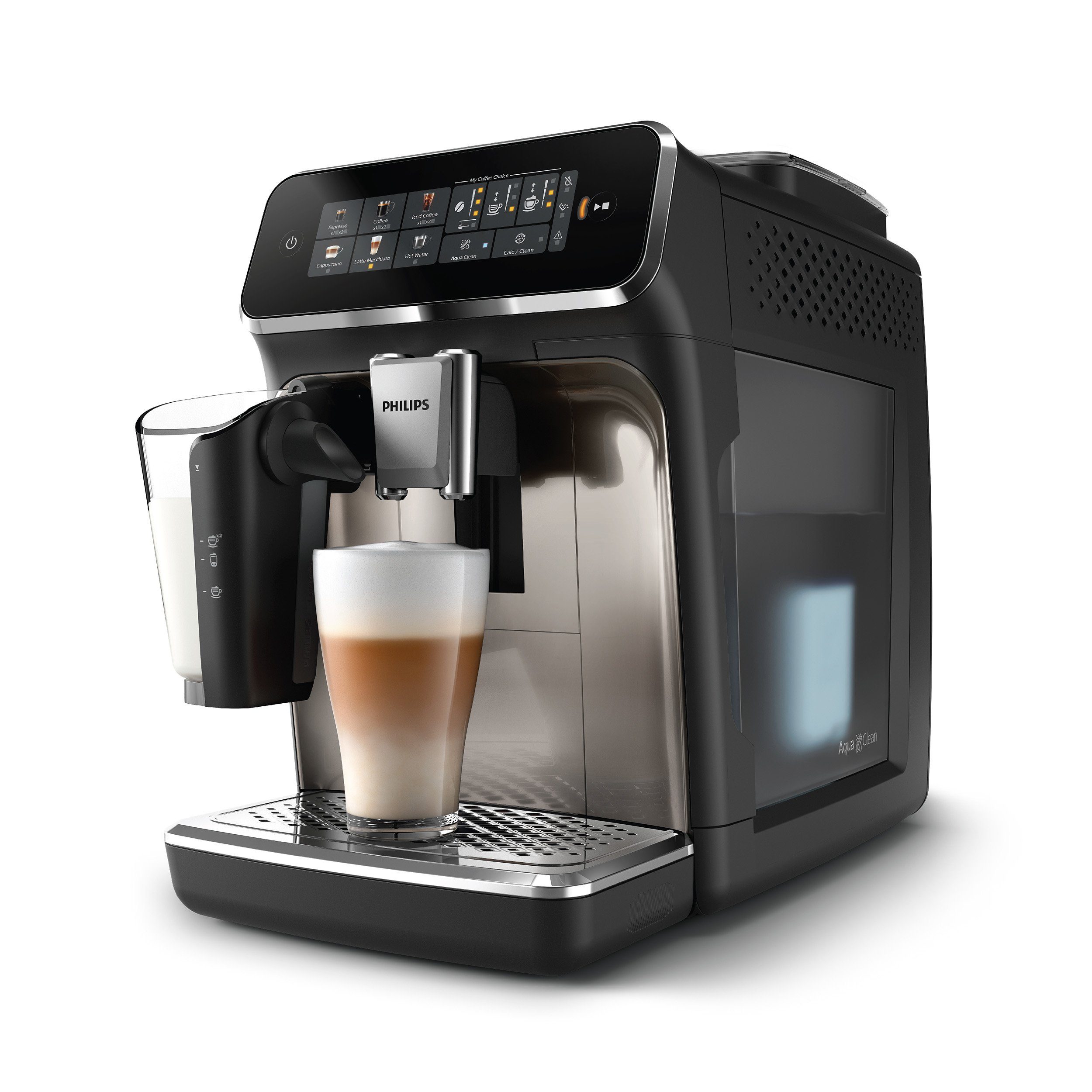 Philips Kaffeevollautomat EP3347/90 3300 Series, LatteGo-Milchsystem, Schwarz 6 mit Kaffeespezialitäten, verchromt