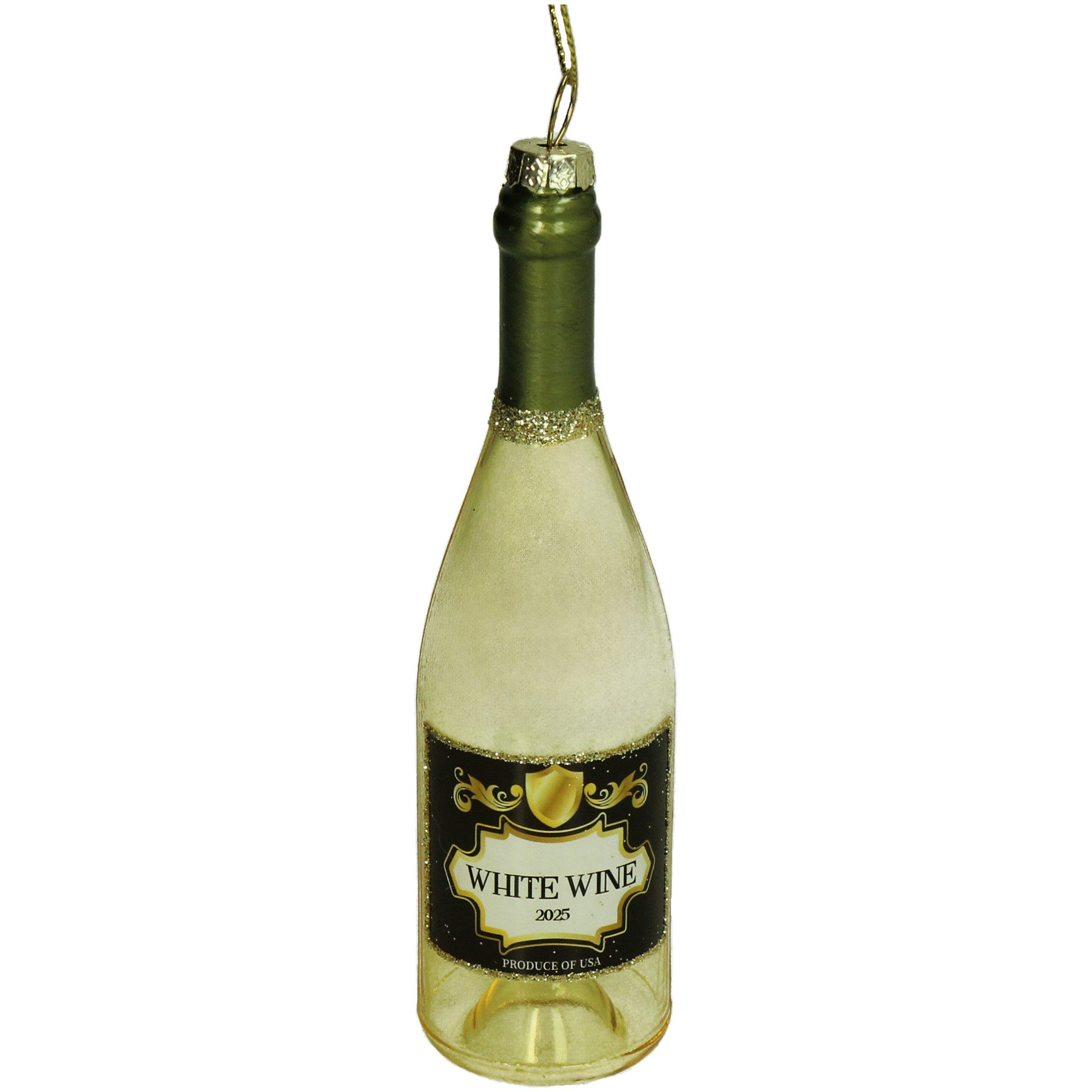 HD Collection Christbaumschmuck, Christbaumschmuck Glas 14cm Weißwein Flasche Figur Grün