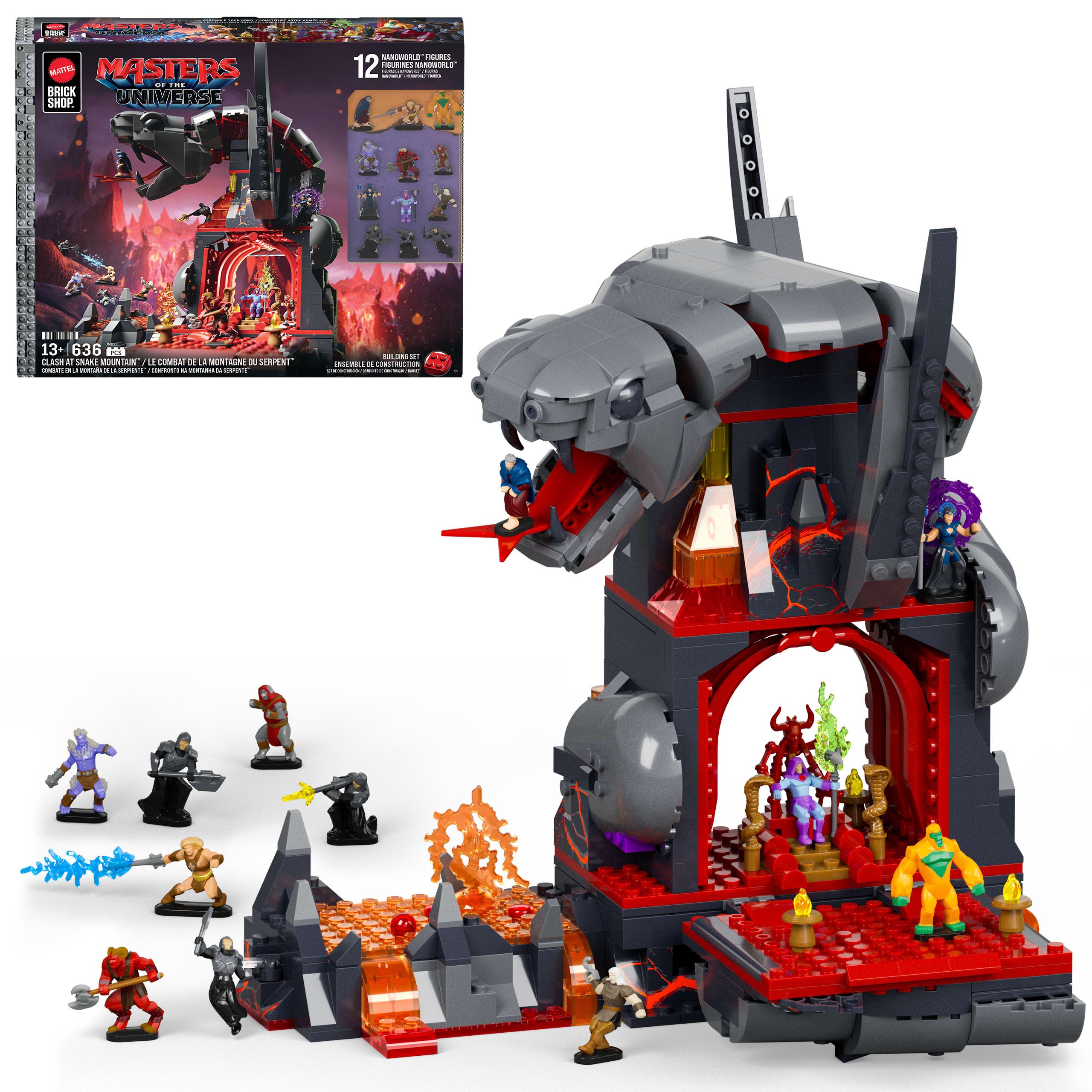 Mattel® Modellbausatz Mattel Brick Shop Master of the Universe - Clash at Snake Mountain, (636-tlg), Bauset