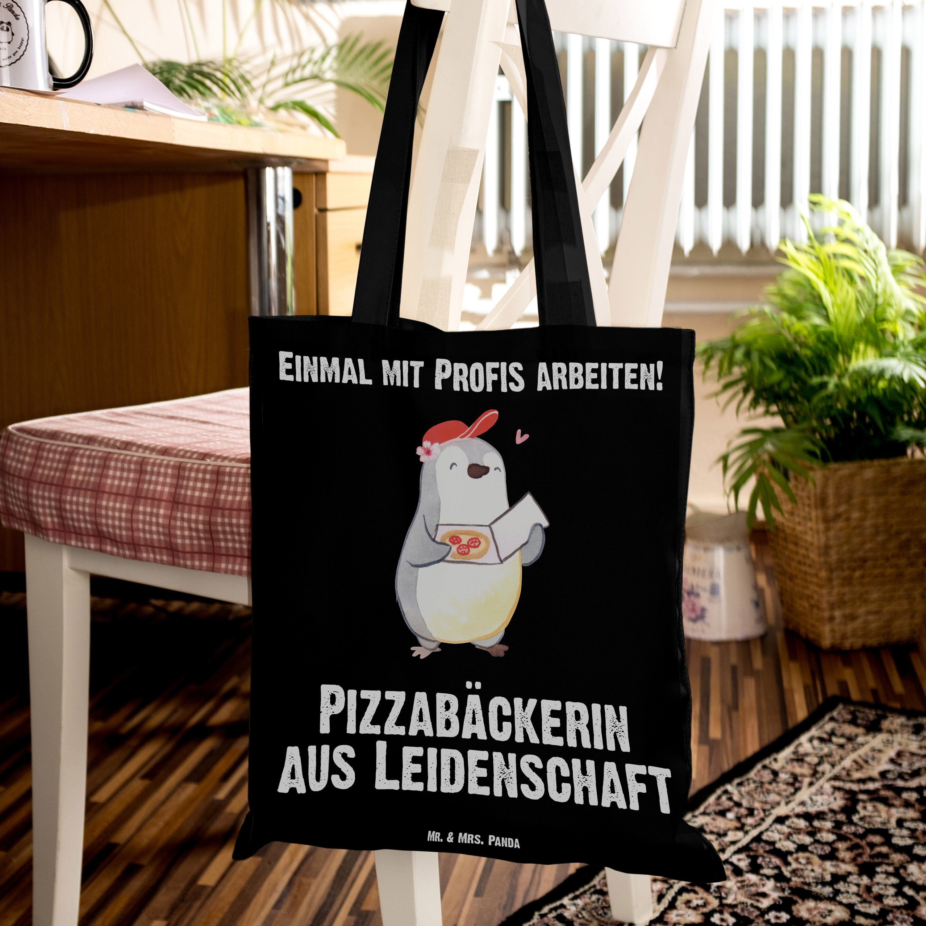 & Mrs. Leidenschaft - - Pizzabäckerin aus Pizzabotin, Mr. Pizz Panda Geschenk, Tragetasche (1-tlg) Schwarz
