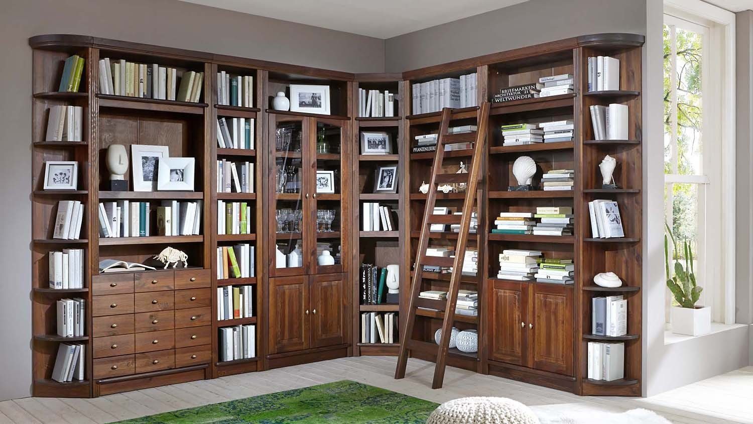 Schubkästen Bücherregal 29 massiver in Home Tiefe cm, Kiefer, 5 2 affaire aus Soeren, dunkelbraun Höhen, mit