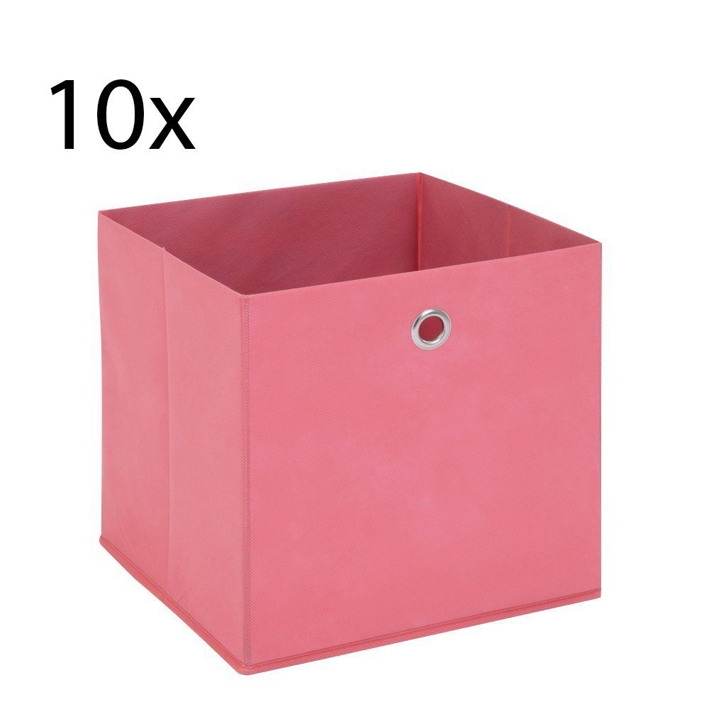 FMD Möbel Regalkorb Regalkorb PINK Korb 10er-Set! Fleecekorb Stoffkorb für Regal Mega 3 ca. 32,5 x 32,5 x 32,5 cm