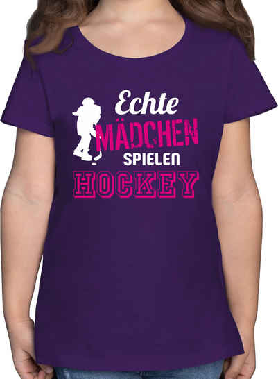 Shirtracer T-Shirt Echte Mädchen spielen Hockey Kinder Sport Kleidung