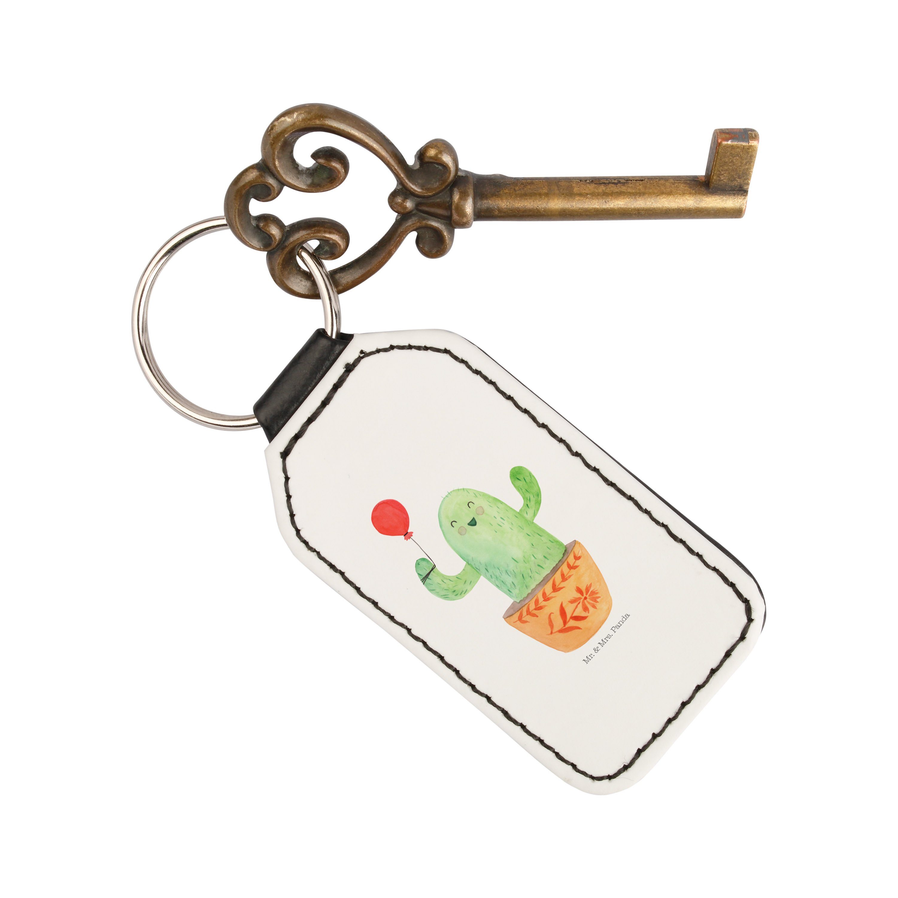Schlüssel - Mrs. Weiß Panda Geschenk, Luftballon Neustart, Schlüsselanhänger Schutzengel, - (1-tlg) & Mr. Kaktus