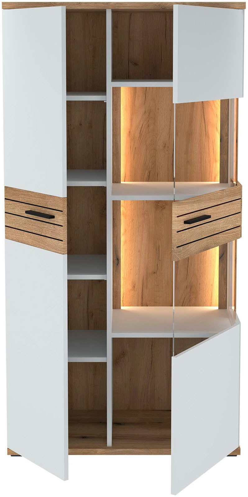 set one by Musterring Vitrine Quincy (1-St) Mit Glas und LED, in Anthrazit/Lichtgrau erhältlich, 80 cm breit – Bild 4 von 5
