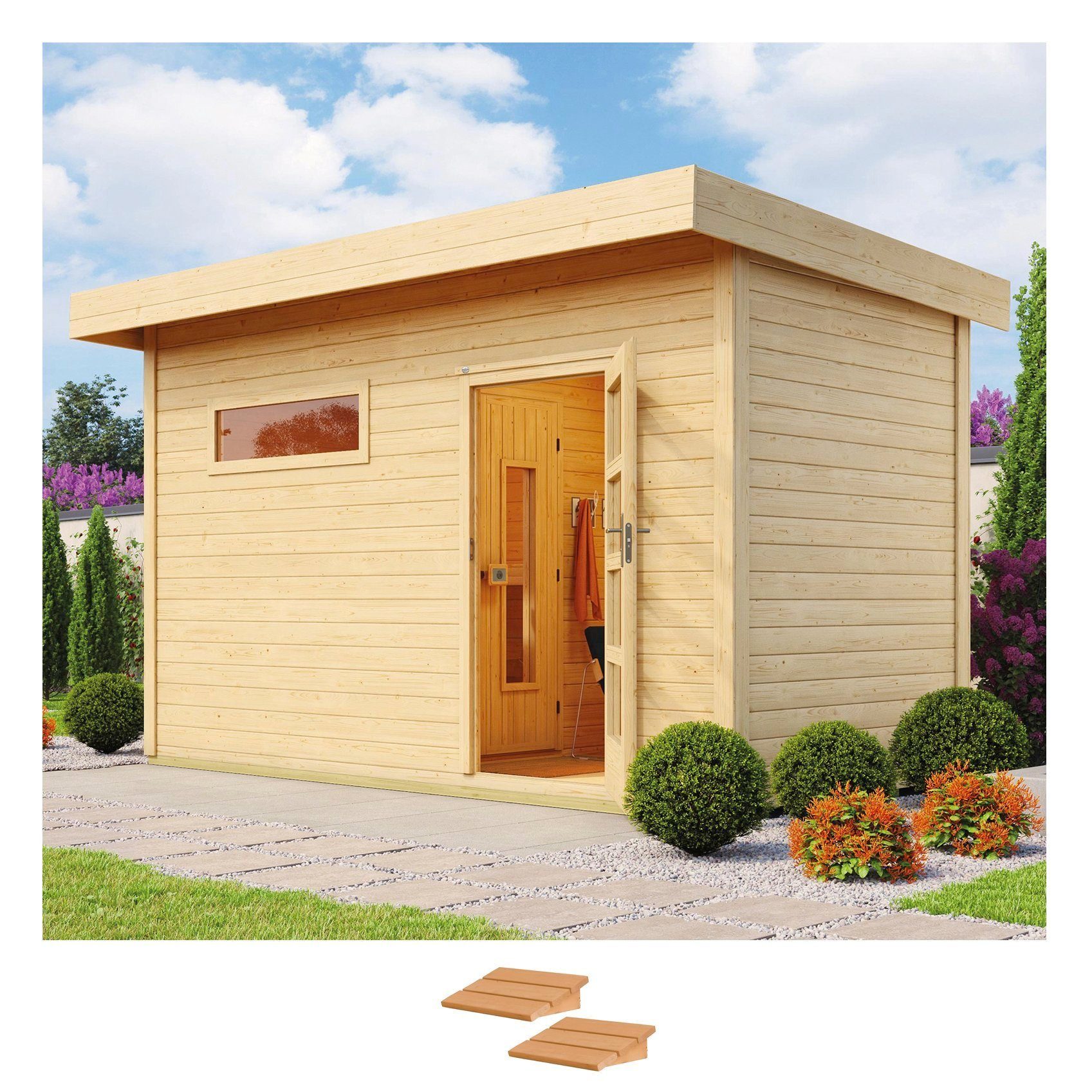 weka Saunahaus Farsund, BxTxH: 415 x 250 x 253 cm, 38 mm, ohne Ofen