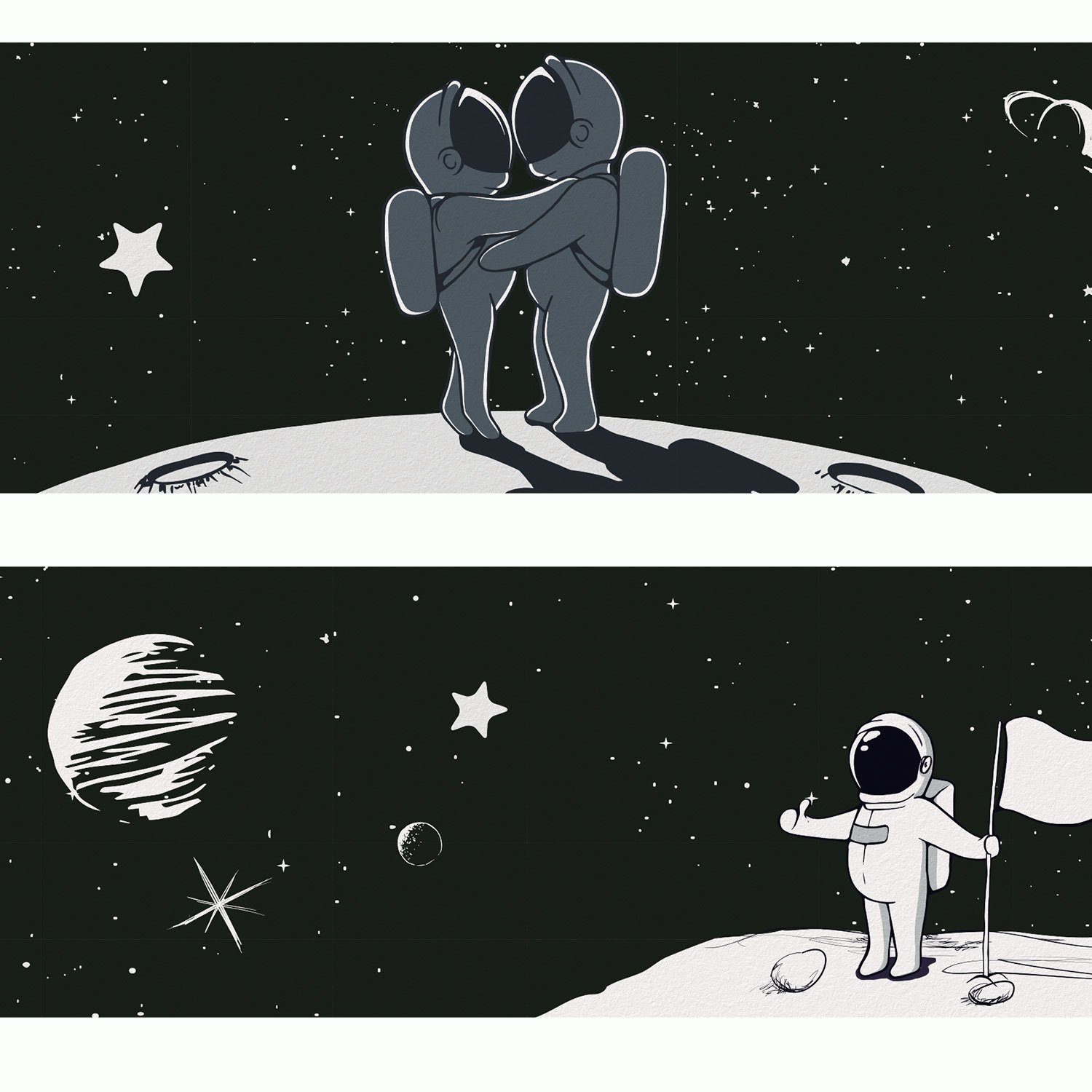 Sunnywall Bordüre Astronaut (Bordüre - 400 cm), Weltall, Astronaut, Galaxie, Mond, Weltraum, Rakete, (1 St), hochwertige 200 g/m² Vliestapete
