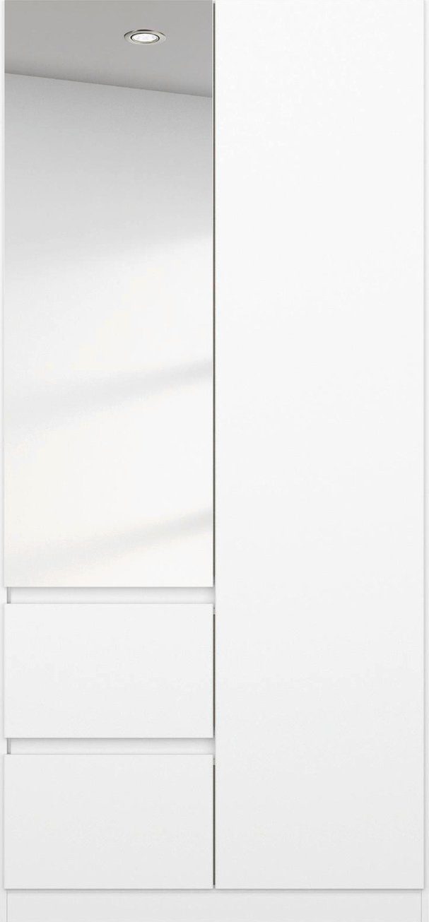 rauch Drehtürenschrank Kleiderschrank Schrank Garderobe Wäscheschrank Ankleide NIDDA (Breiten 91/136/181 cm) mit vollflächig aufgelegten Spiegel grifflose Front MADE IN GERMANY