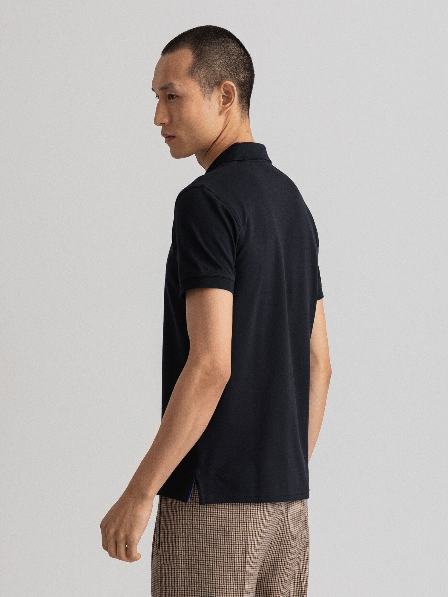 Gant Piqué Shirt Rugger Poloshirt Poloshirt mit kontrastfarbener Schwarz