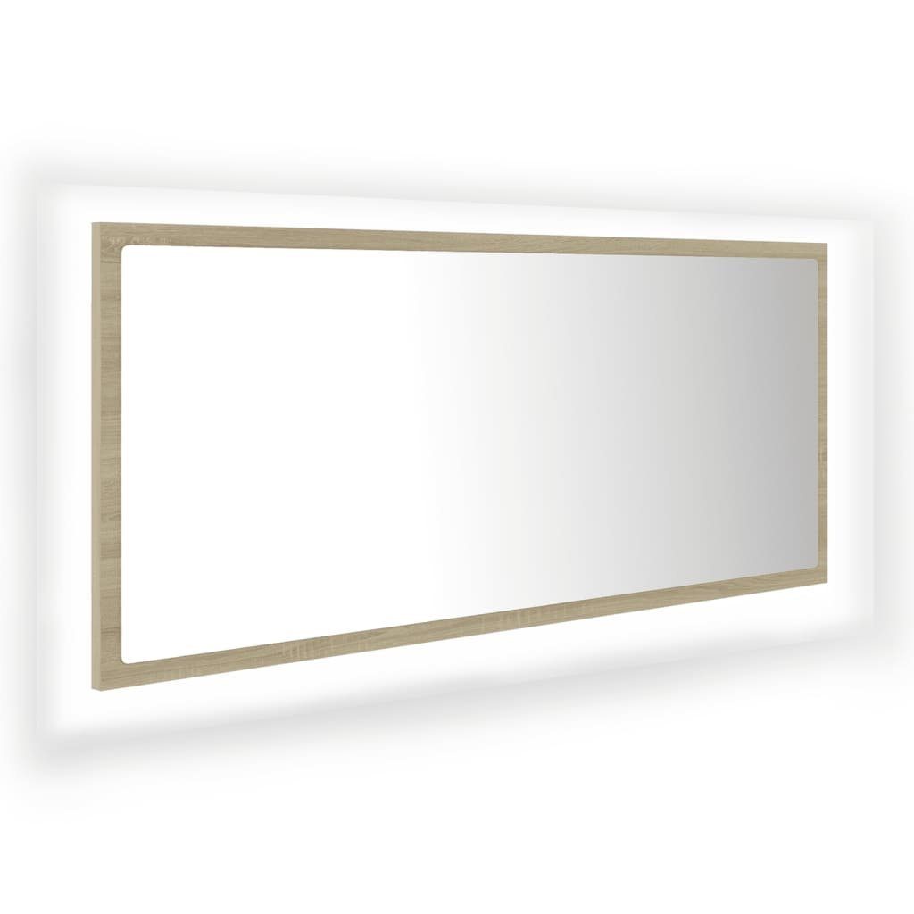 vidaXL (1-St) Acryl cm 100x8,5x37 LED-Badspiegel Sonoma Eiche Sonoma-Eiche Badezimmerspiegelschrank