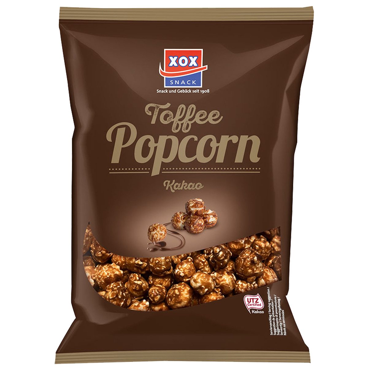 XOX Knabberei, XOX Sweet Popcorn Toffee Kakao knusprig mit feinem Kakaogeschmack 125g