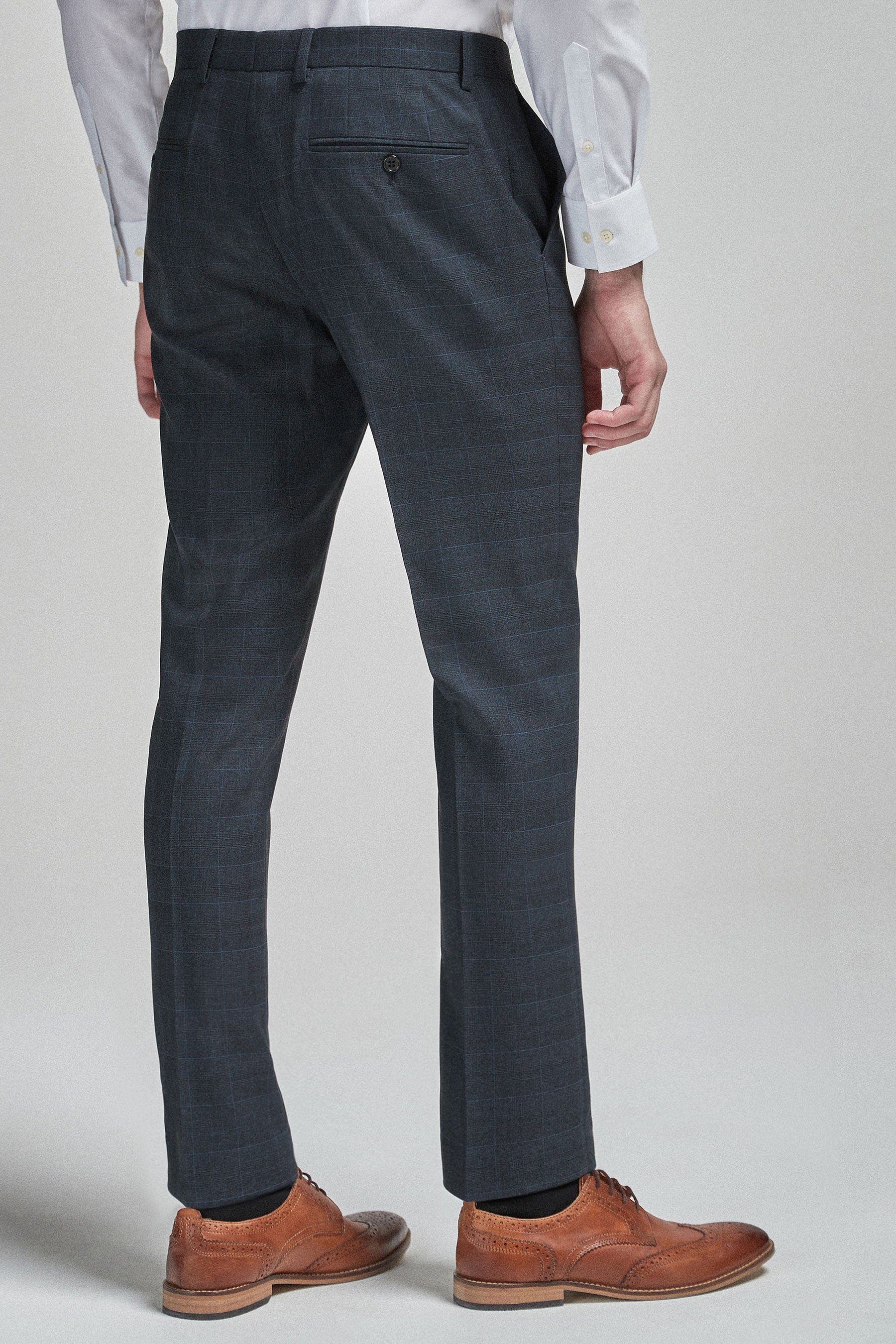 Next Stoffhose Karierte Slim Fit Hose Blue (1-tlg) Navy Check