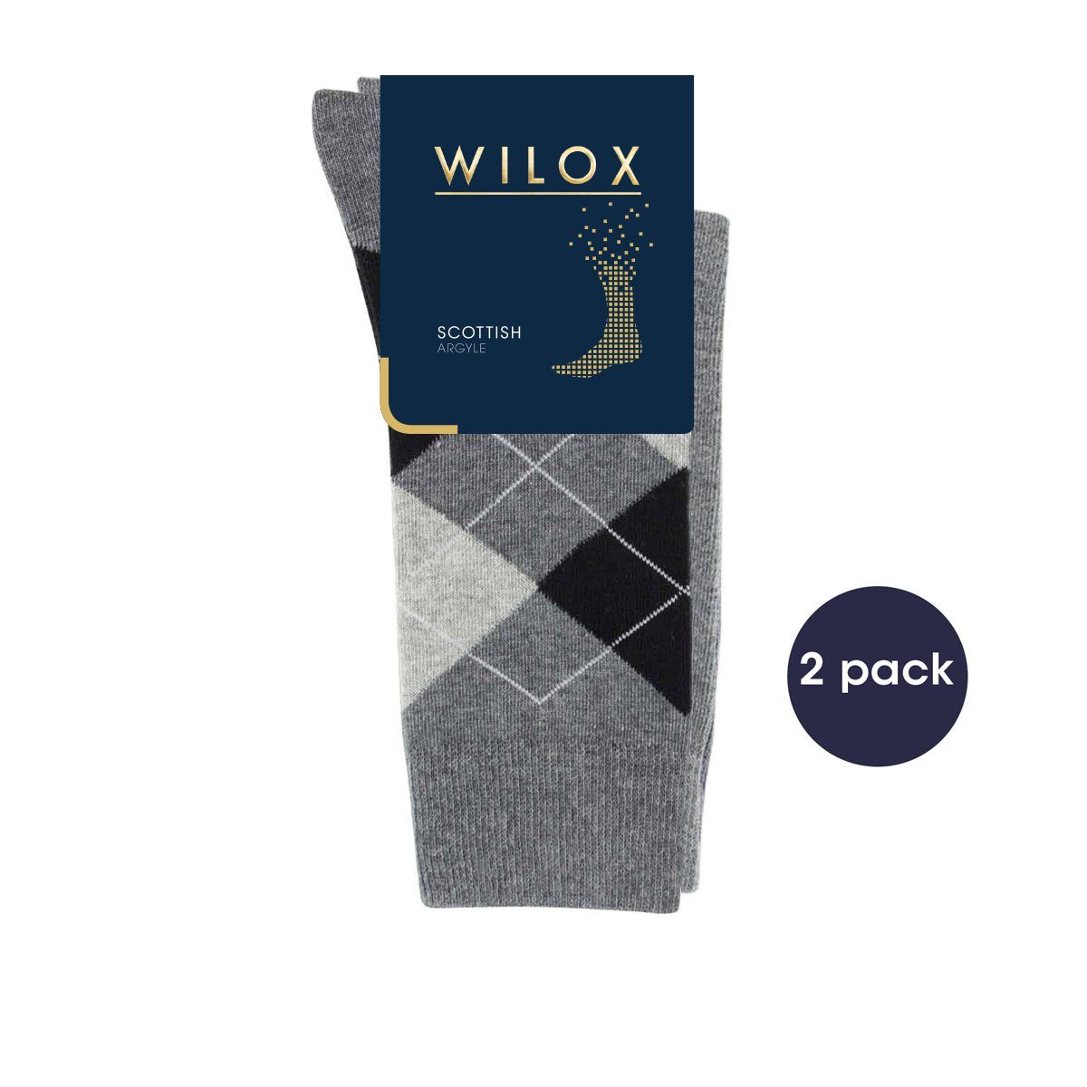 Wilox Businesssocken 2 Paar Businesssocken Anzugsocken Scottish Argyle mit Baumwolle Karo